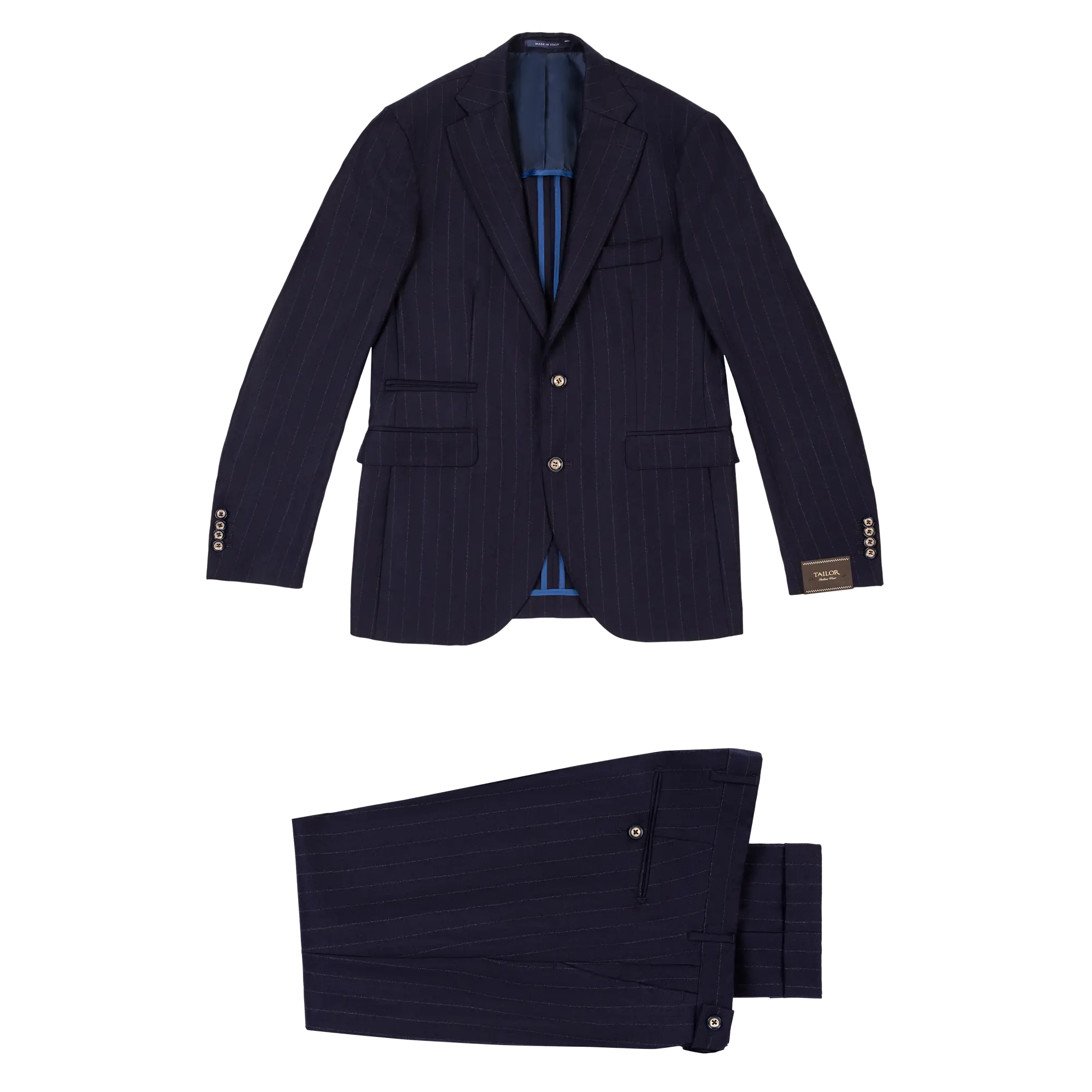 Costume Homme Antonio Basile - Laine Gessato Bleu Foncé - Taille 50 - Neuf Avec Étiquettes