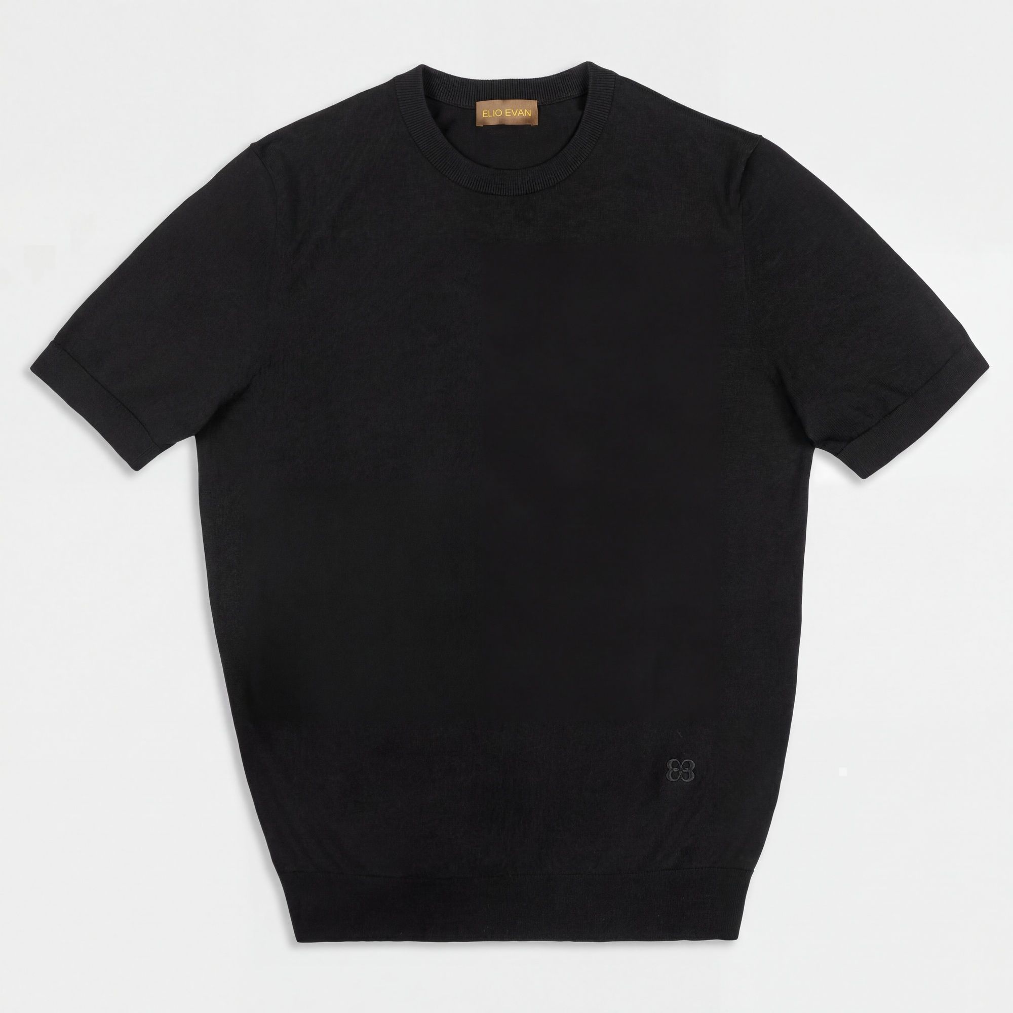Regular-fit cotton crewneck knit in Black with a fine-gauge feel and clean line. Premium menswear with Italian craft by