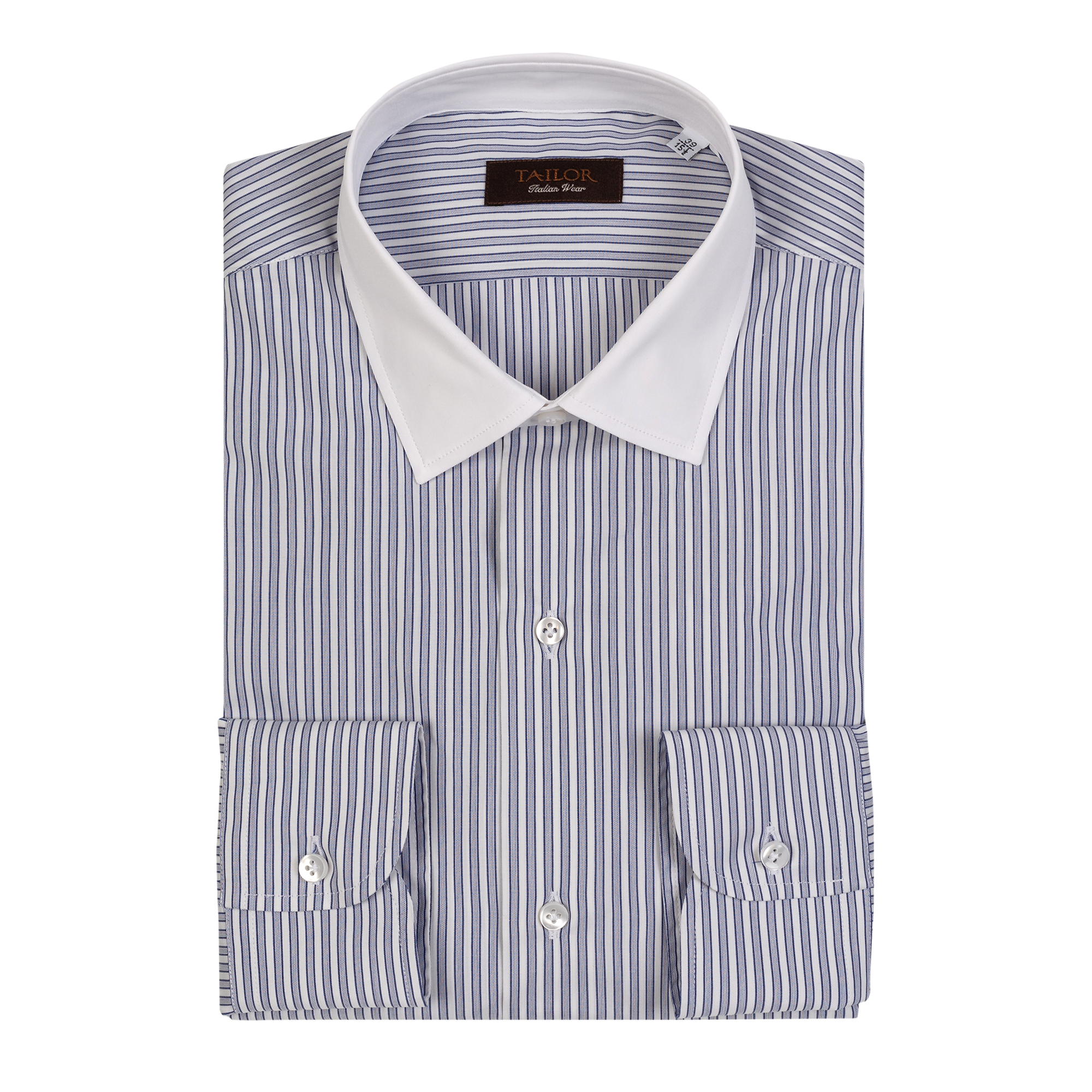 Camicia a righe con colletto bianco