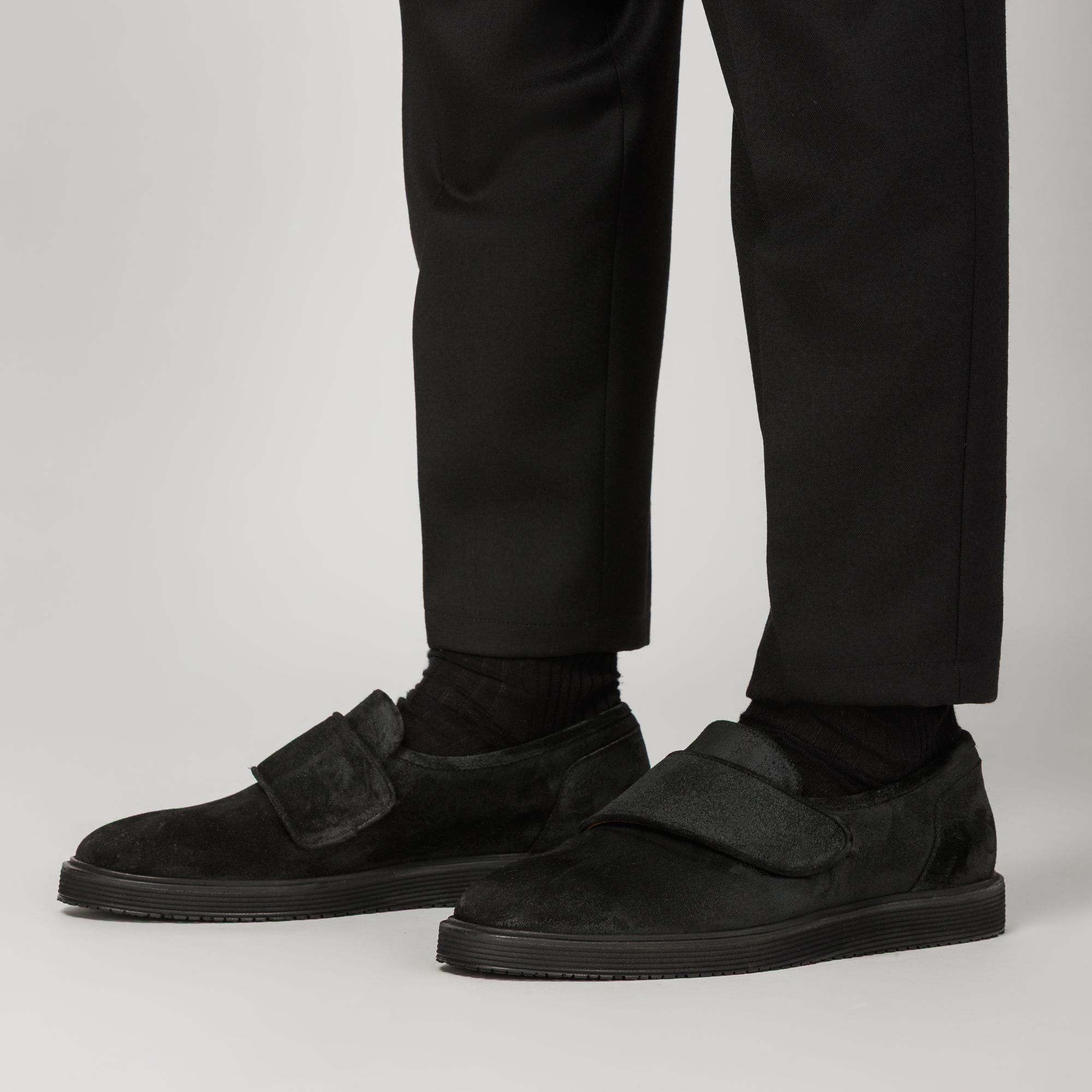 Scarpe monk-strap uomo in nabuk nero con suola Vibram – Elio Evan Monza