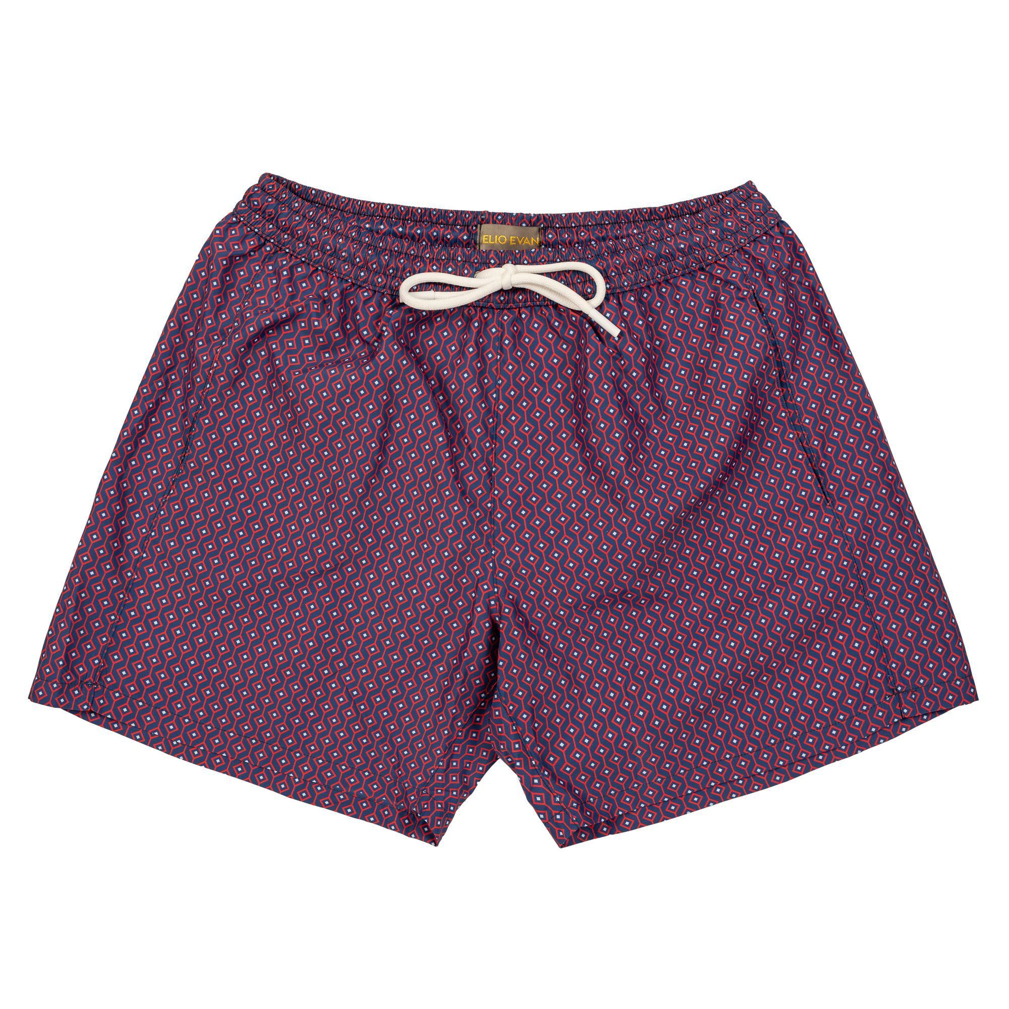 Boxer Mare Uomo “Positano” – Bordeaux con Stampa Geometrica