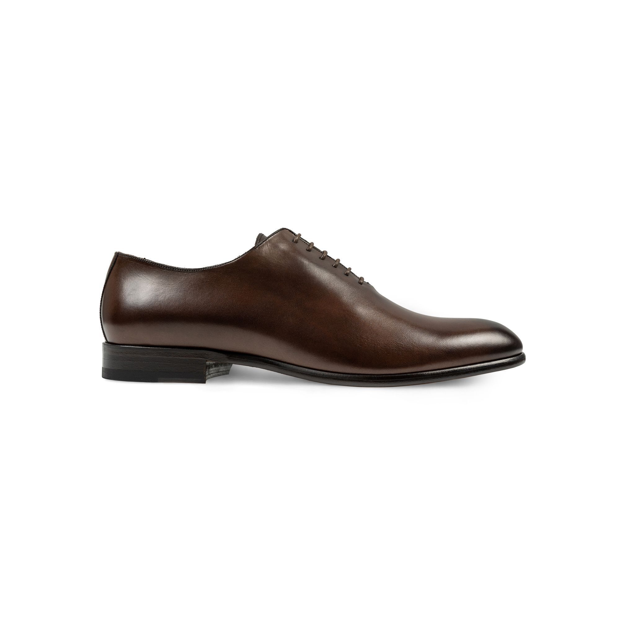 Scarpe Oxford wholecut marrone in pelle dipinta a mano. Blake Rapid. Elio Evan. Made in Italy.
