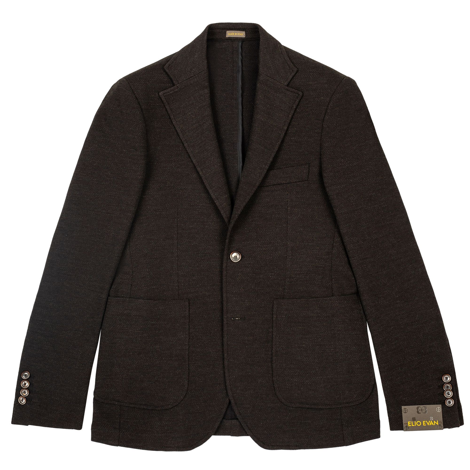 Blazer in Misto Lana-Cotone Lavorato a Maglia Marrone