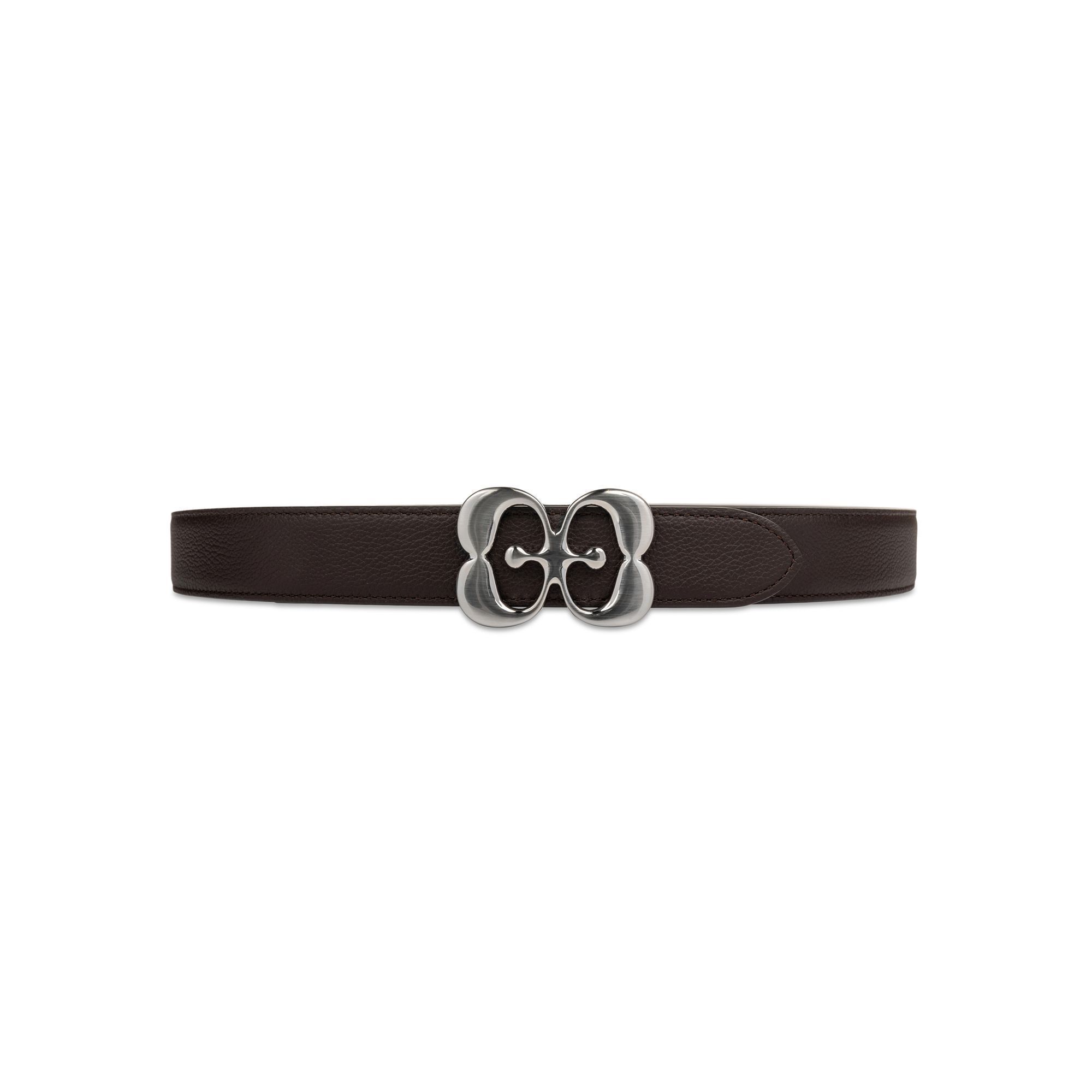 Cintura in pelle nera Elio Evan con fibbia monogramma distintiva.
