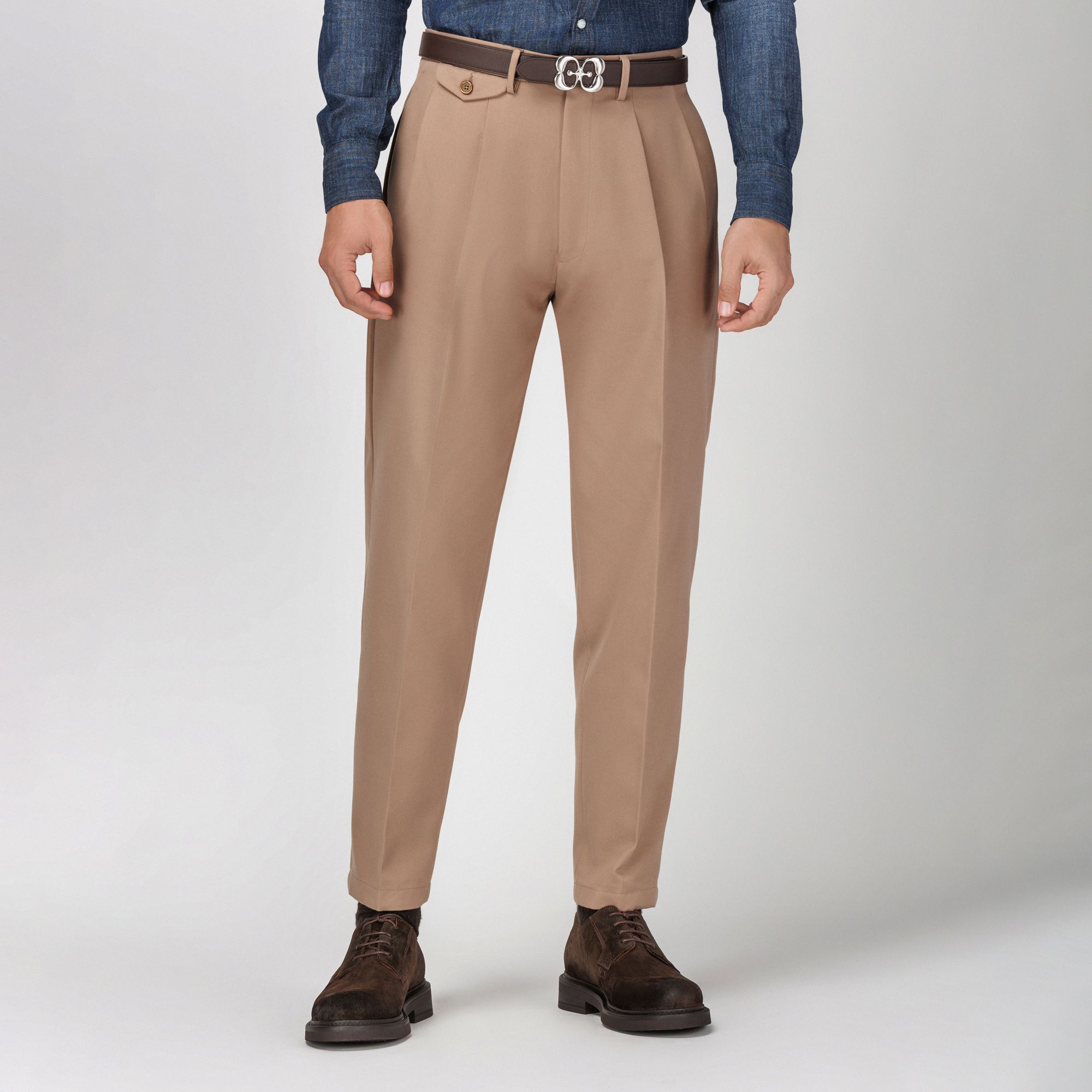 Pantalone Uomo Beige a Gamba Larga