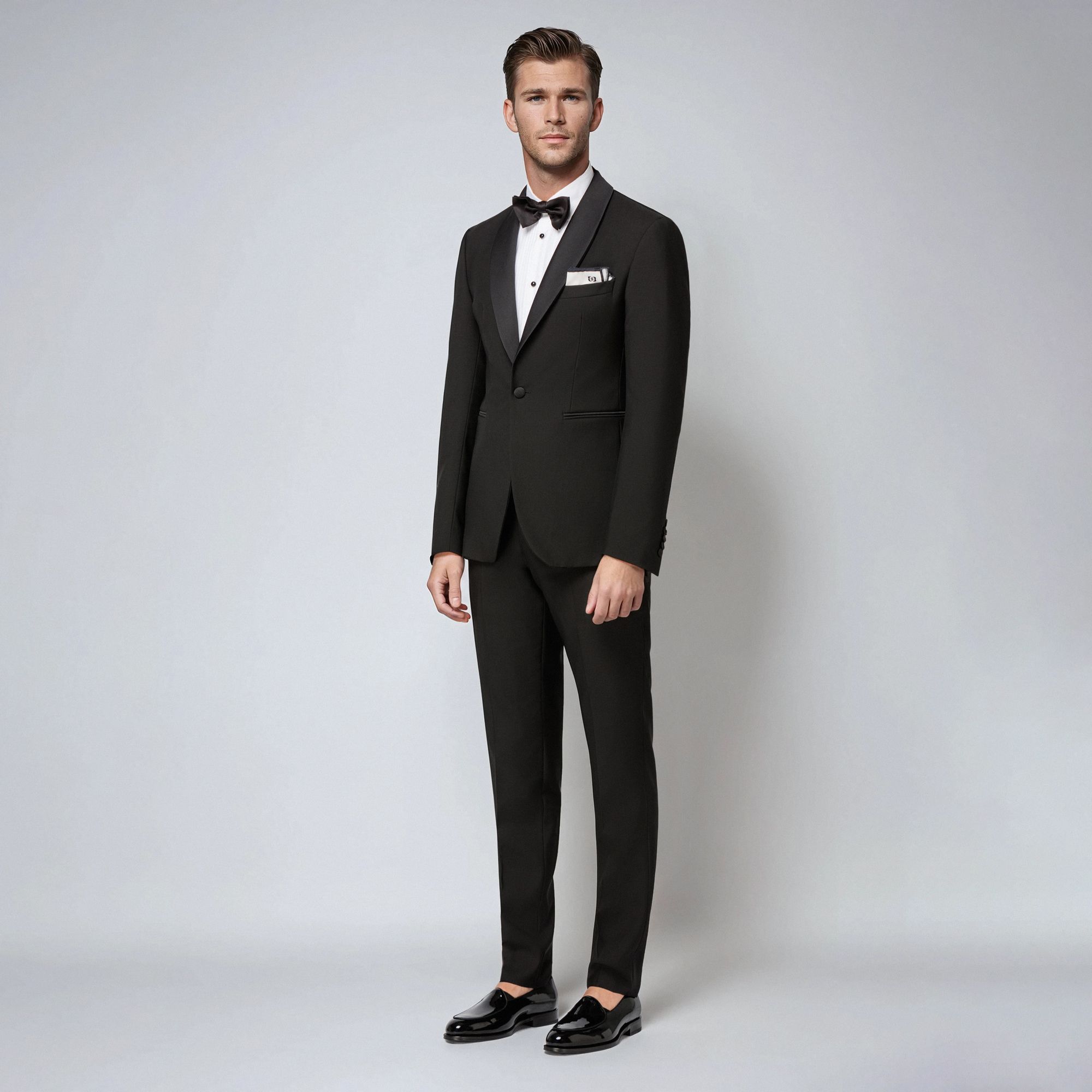 Smoking Nero Uomo con Revers Sciarpa