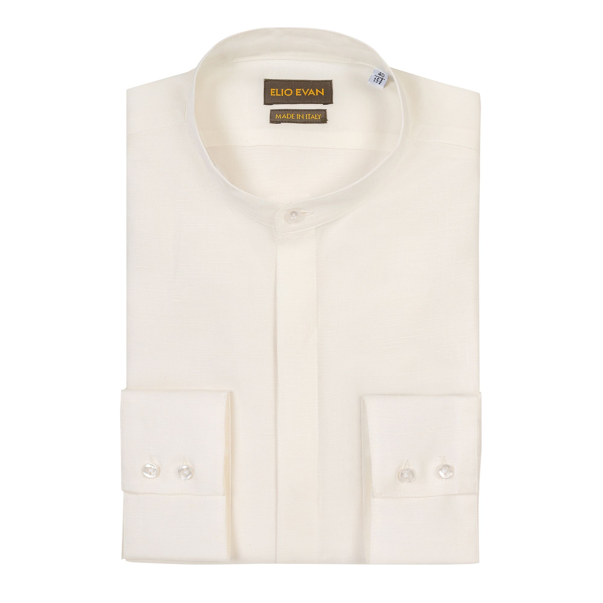 Camicia Con Collo Alla Coreana In Lino Setoso