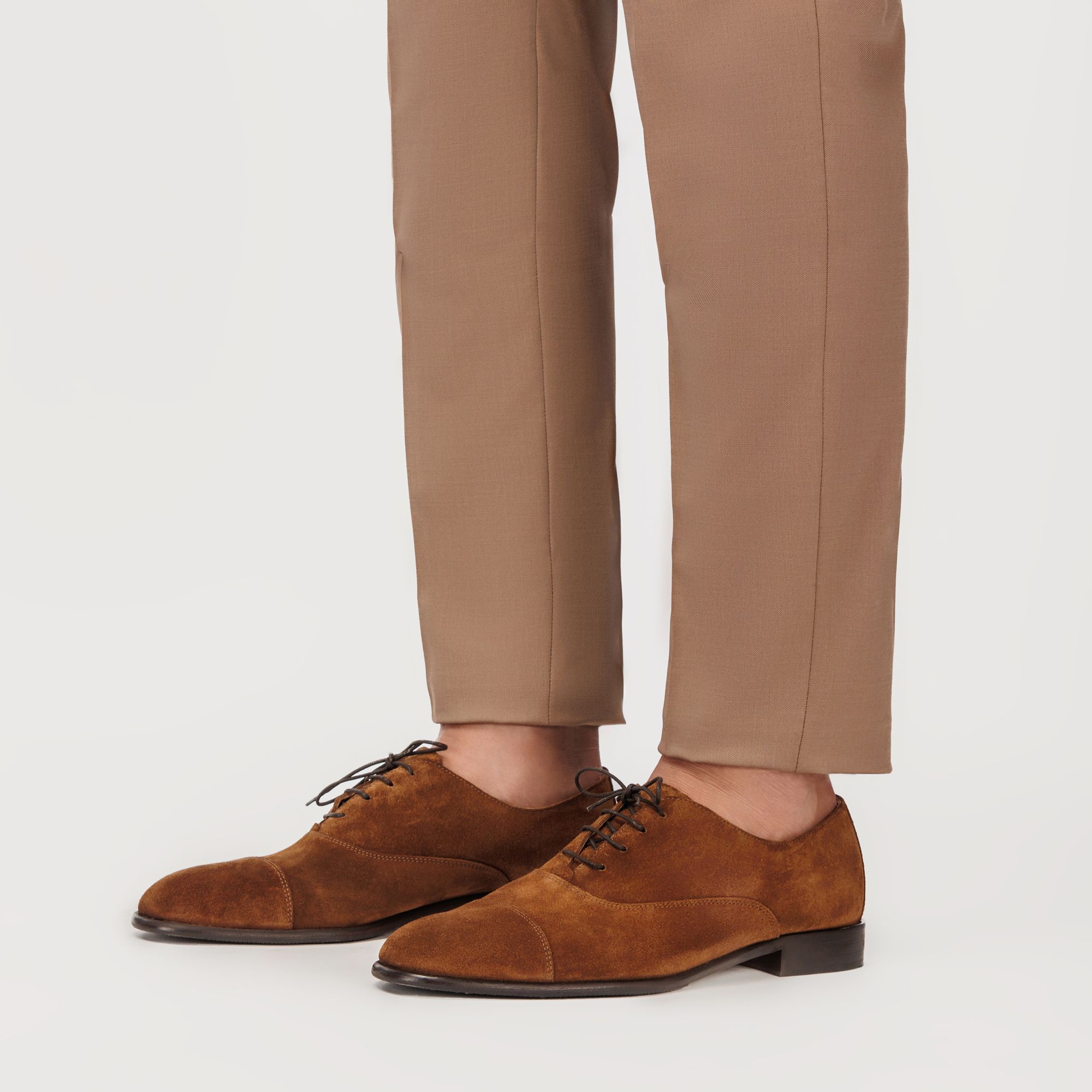 Scarpe Marrone Oxford In Camoscio