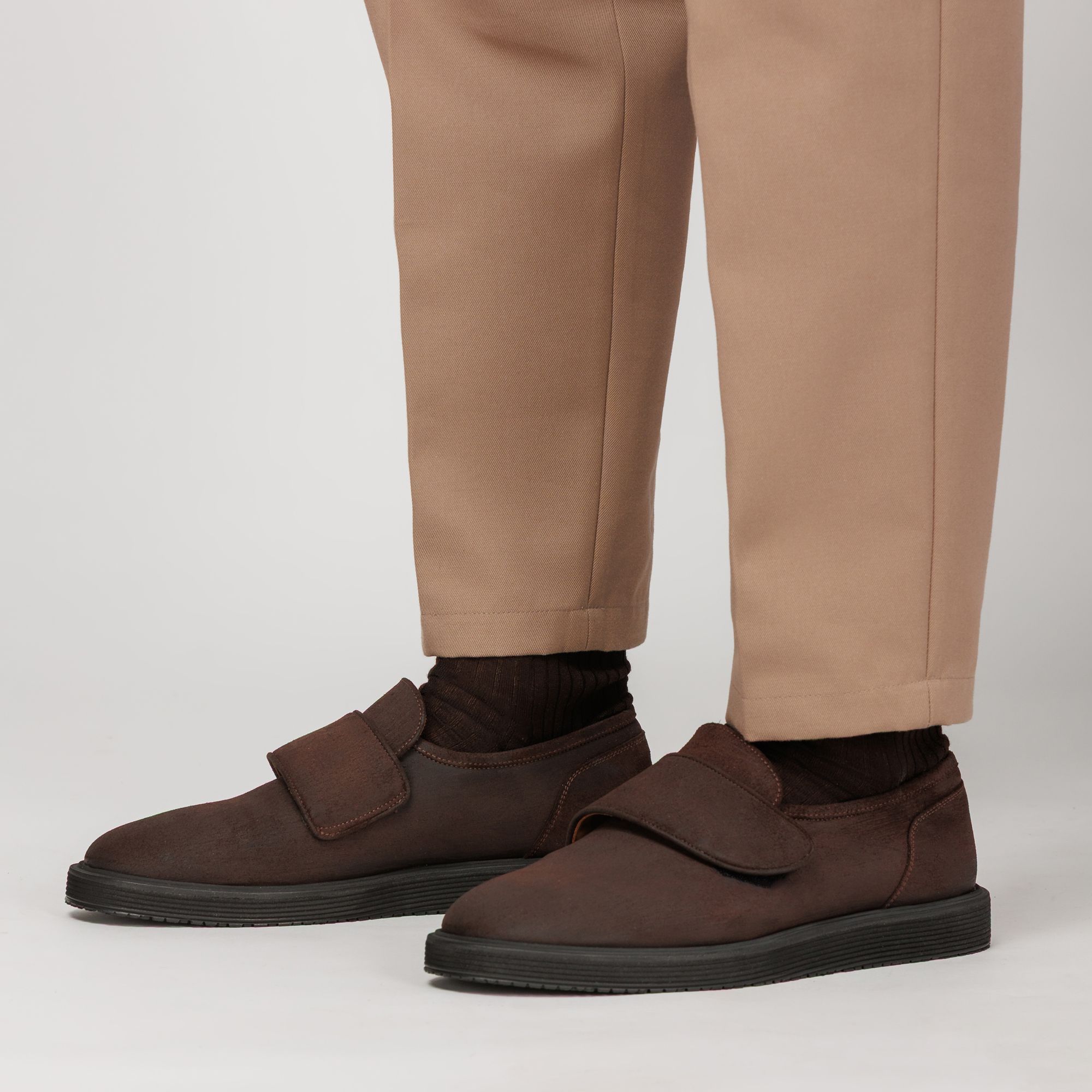 Scarpe monk-strap uomo in nabuk marrone con suola Vibram – Elio Evan Monza