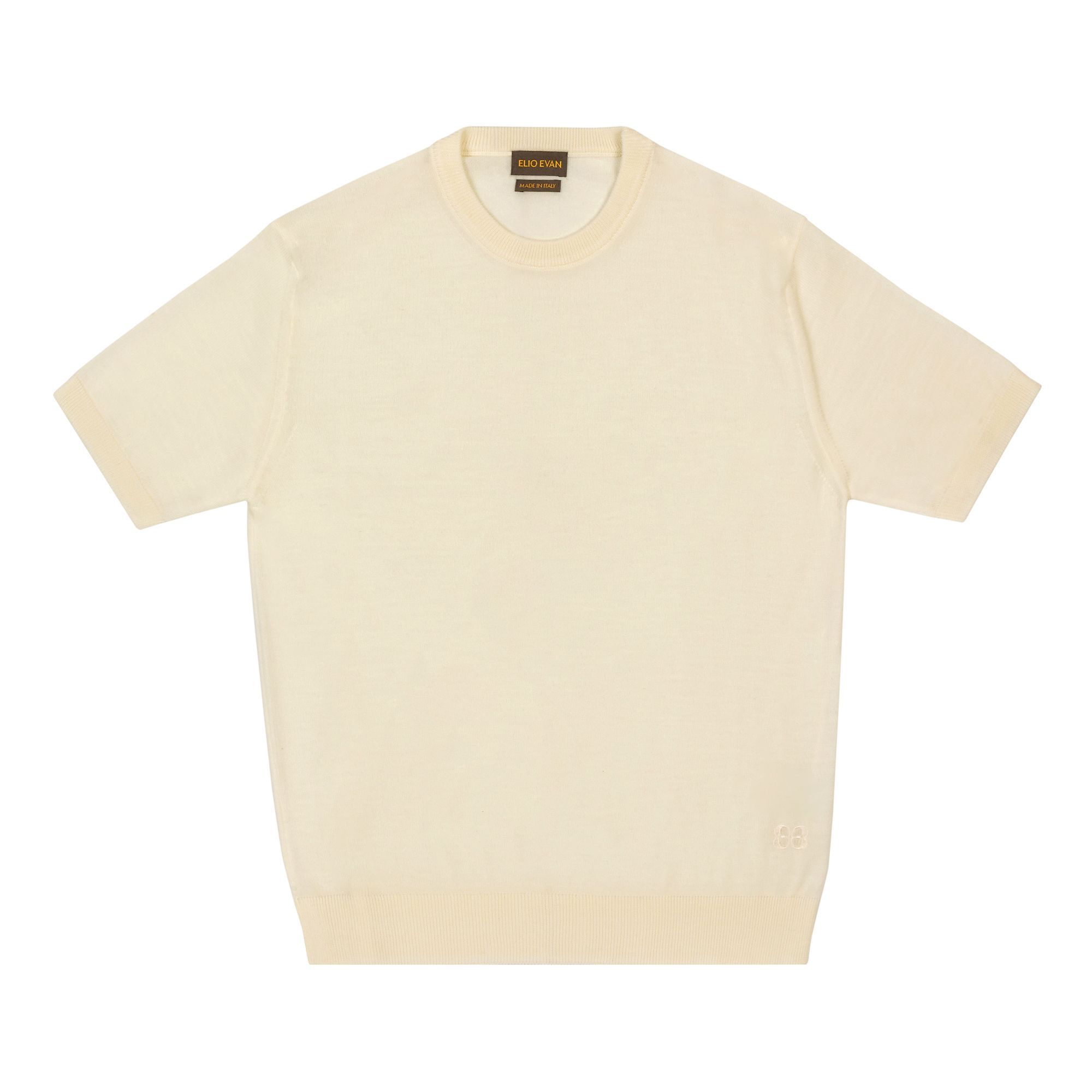 Maglia Mezza Manica Bianca in Lana Merino Extrafine