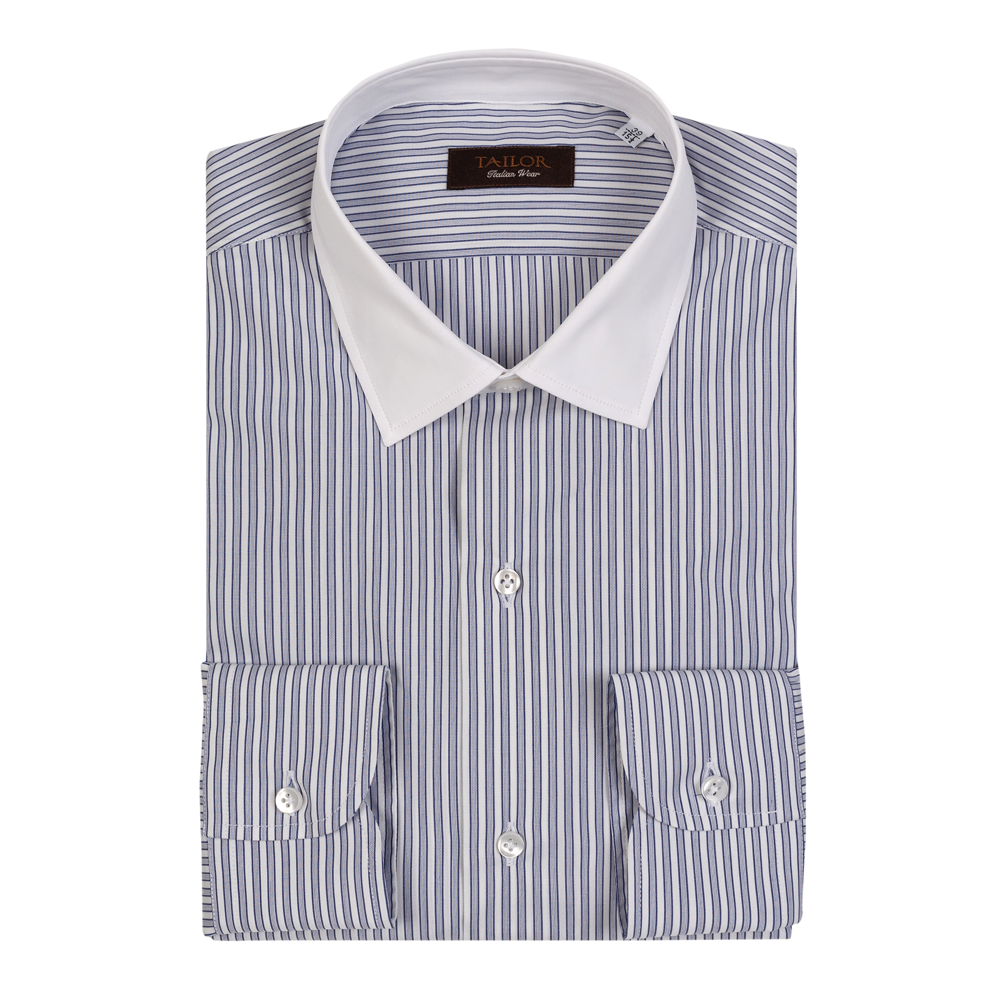 Camicia a righe con colletto bianco