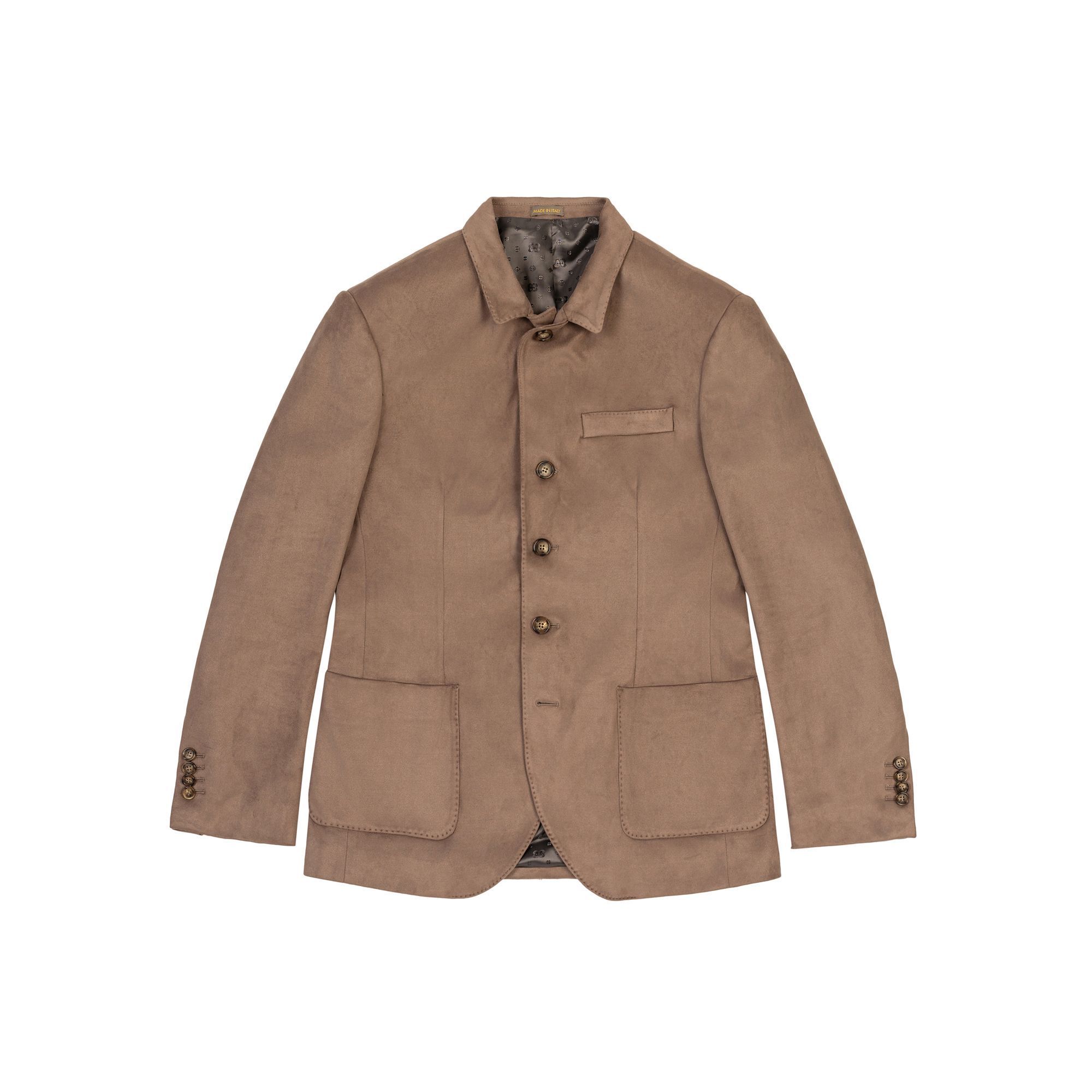 Blazer in Pelle Scamosciata Eco Tortora