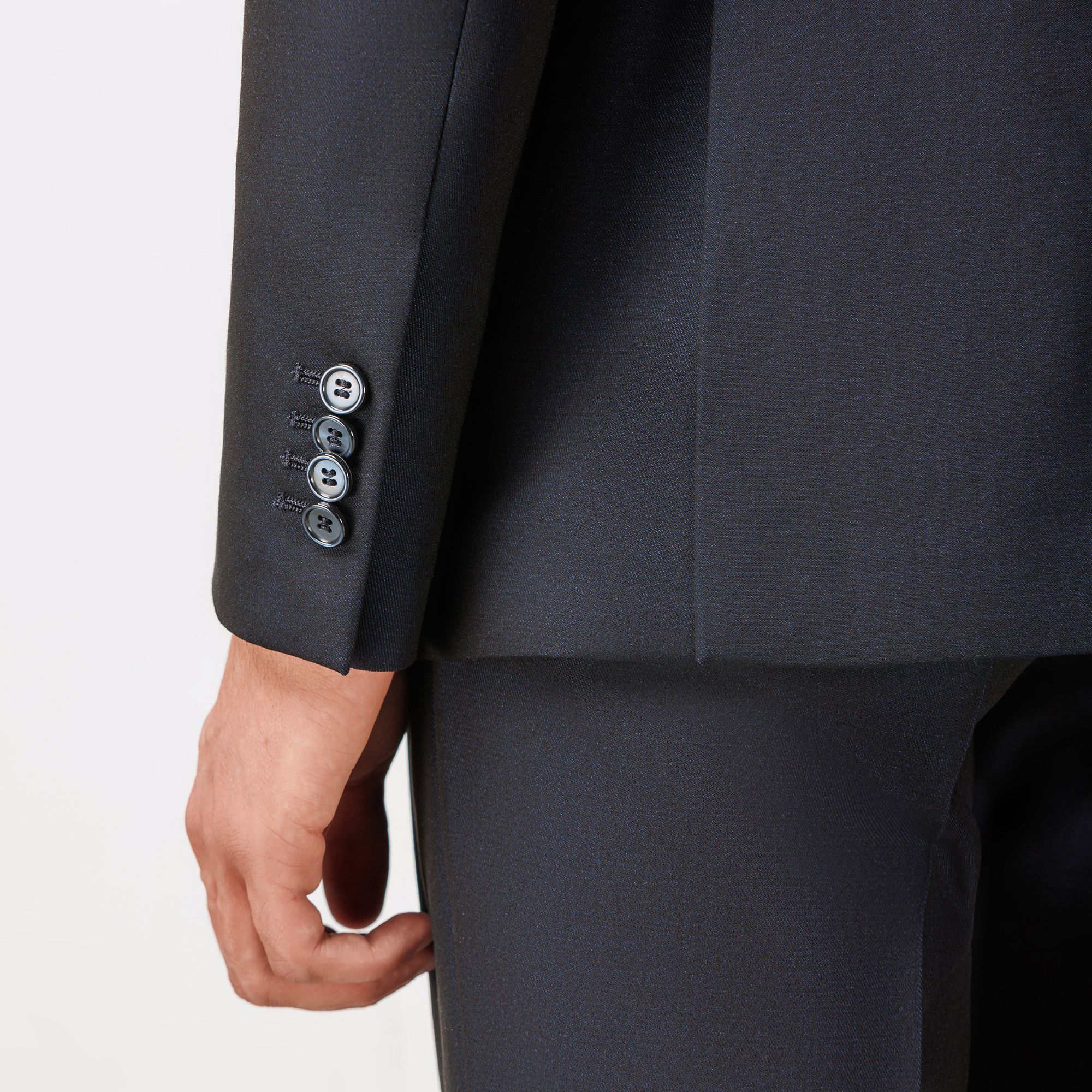 Completo Doppiopetto Blu Navy in Gabardine di Lyocell e Lana 