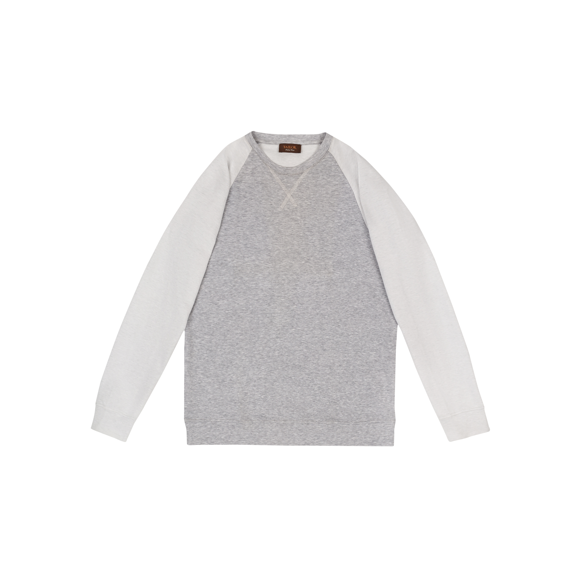 Maglia Grigia di Cotone con Maniche a Contrasto