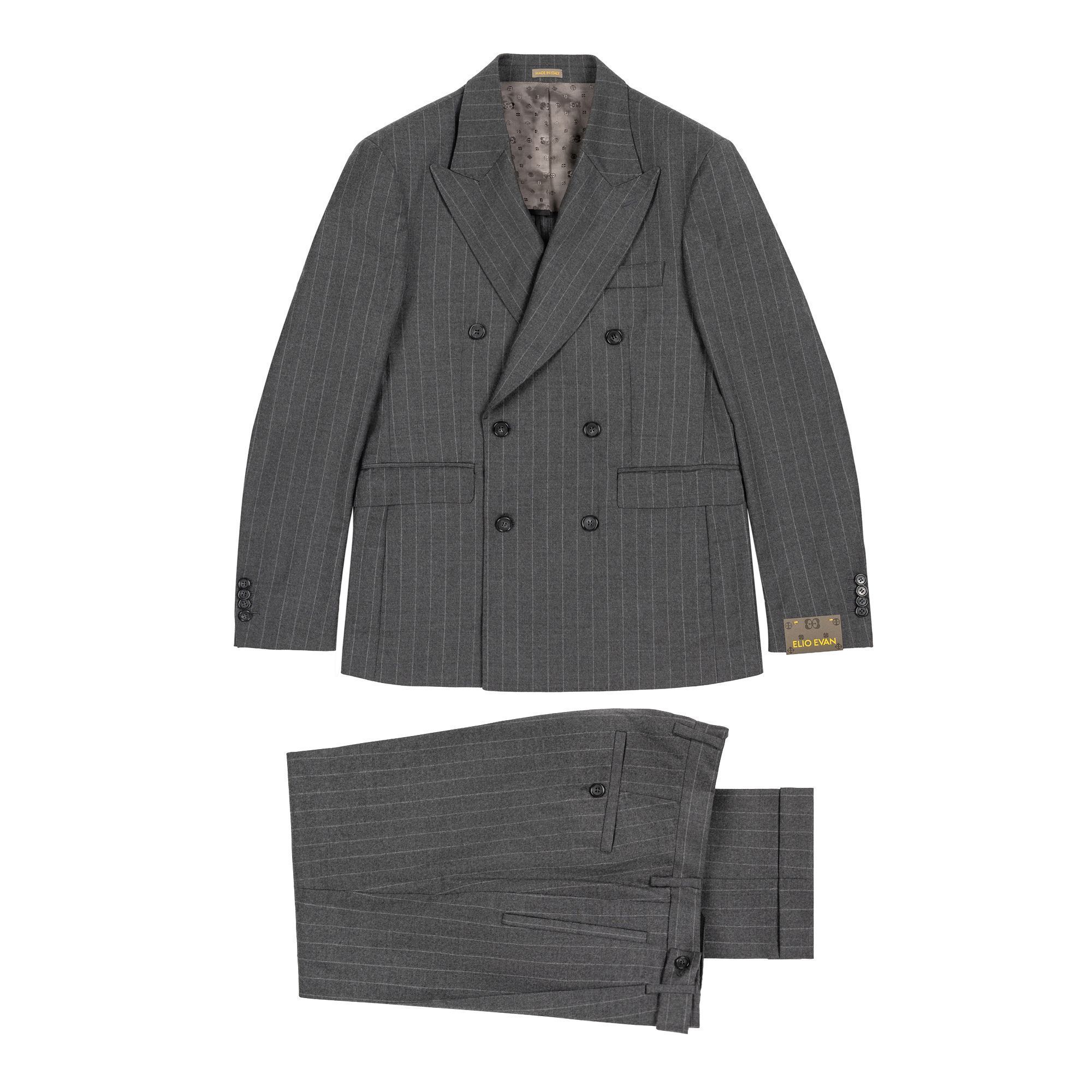 Abito Doppiopetto Uomo Grigio Gessato