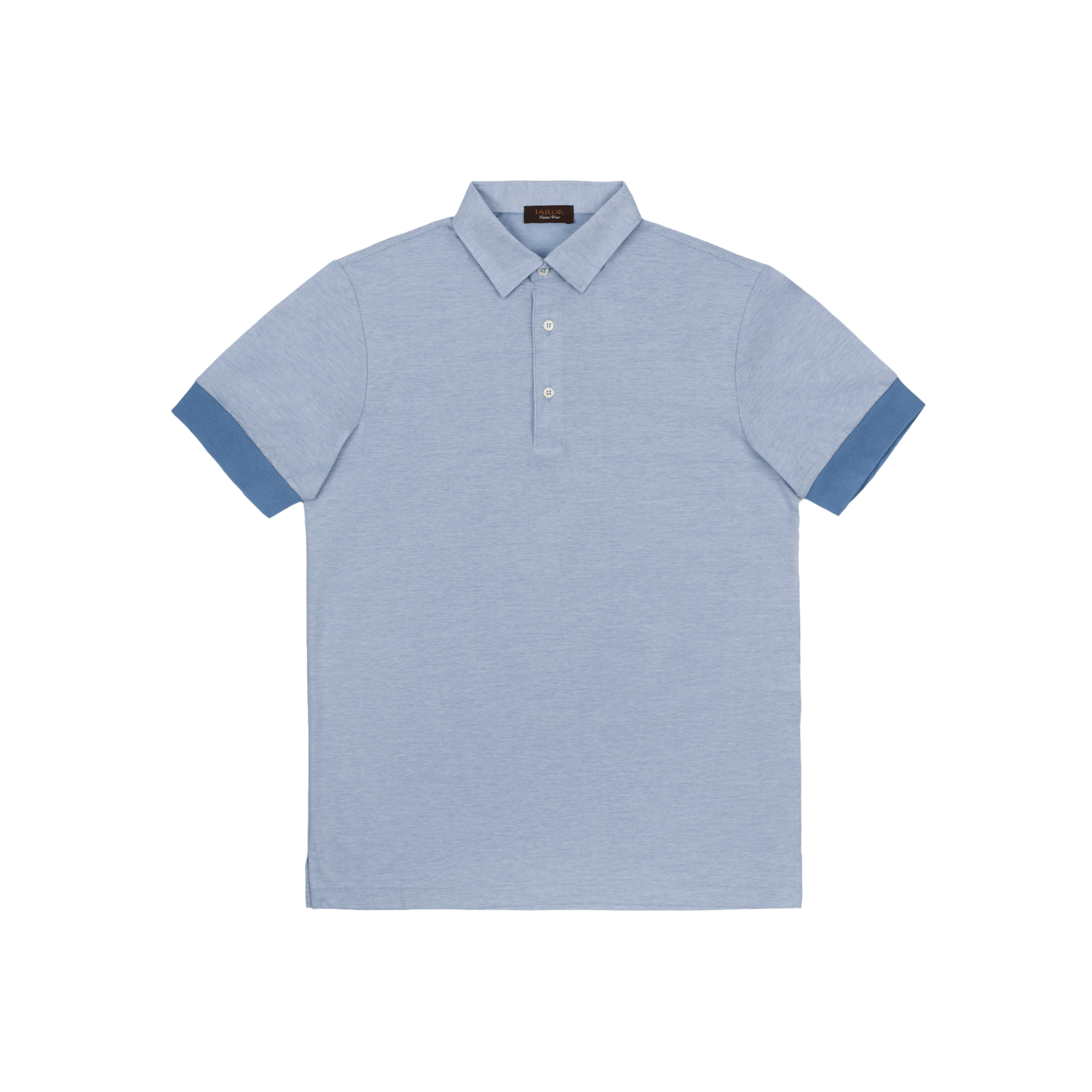 Polo azzuro con collo a camicia