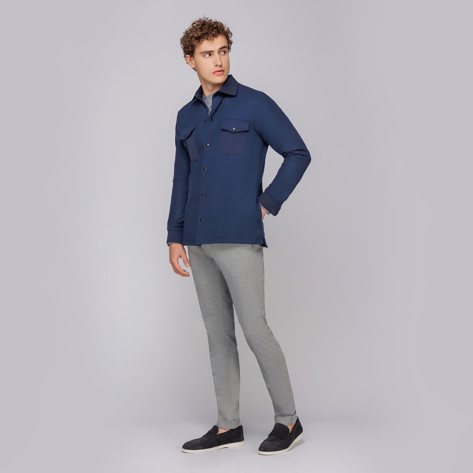 Giacca Blu in stile overshirt
