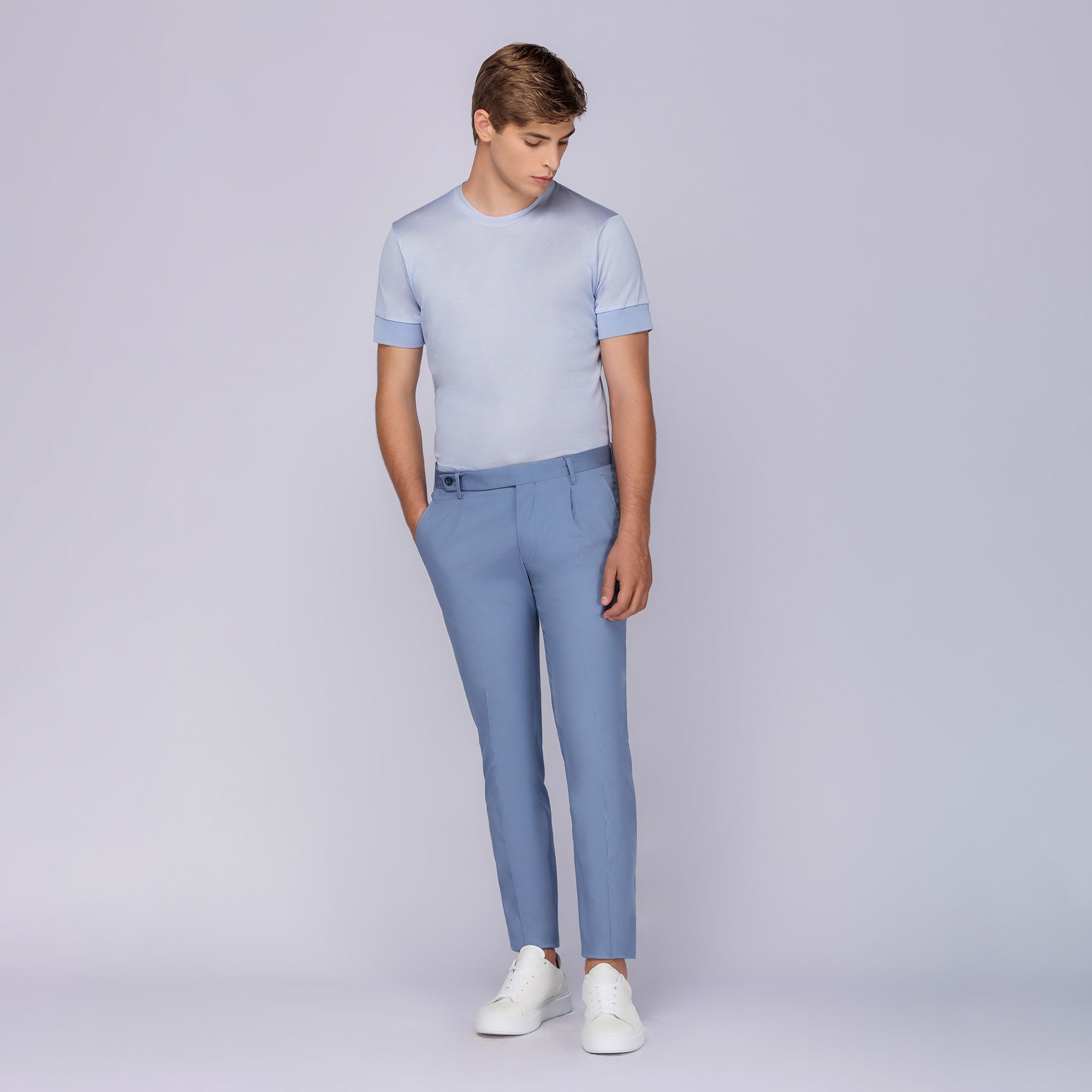 Pantalone Elegante Blu Azzurro