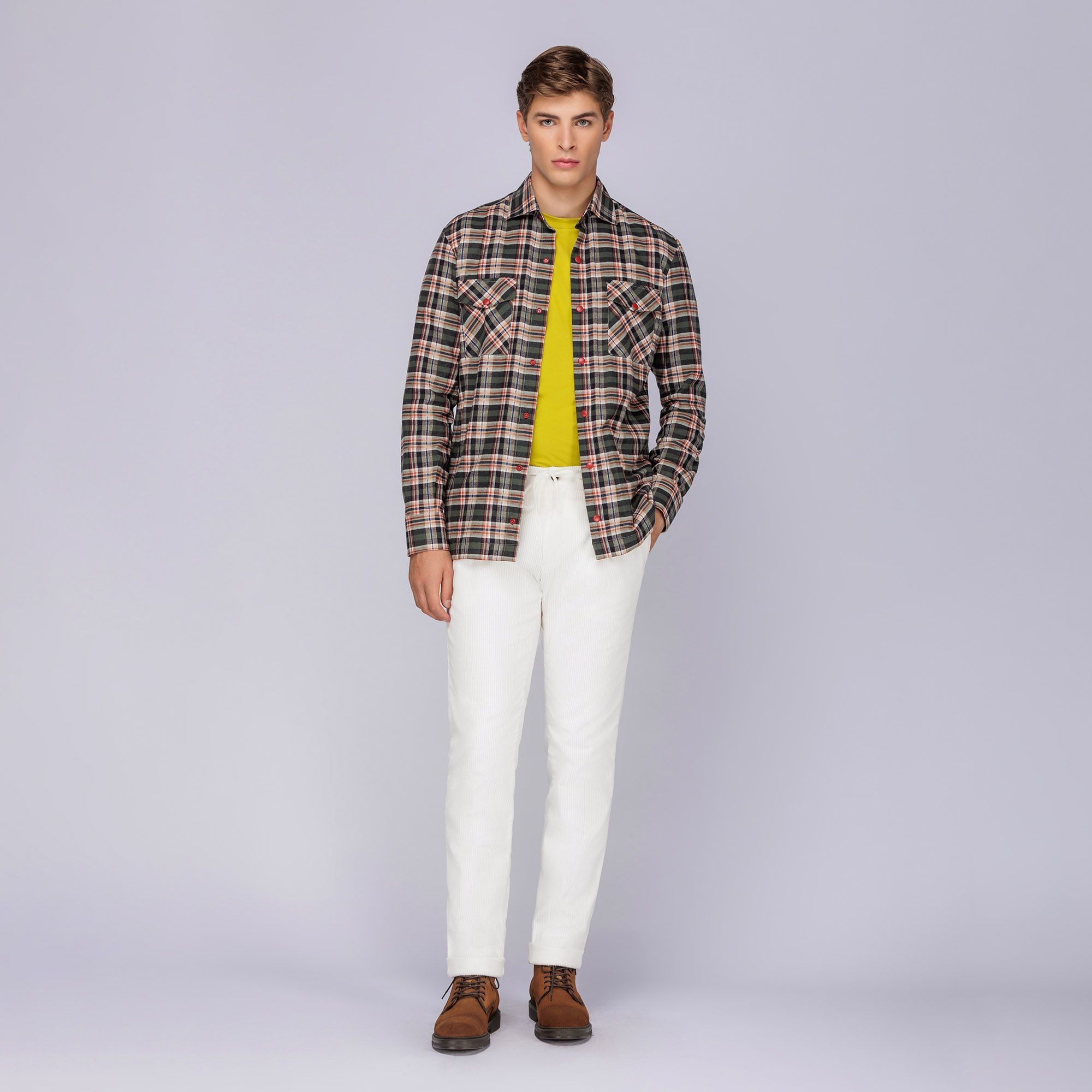 Tartan Verde Overshirt - Uomo