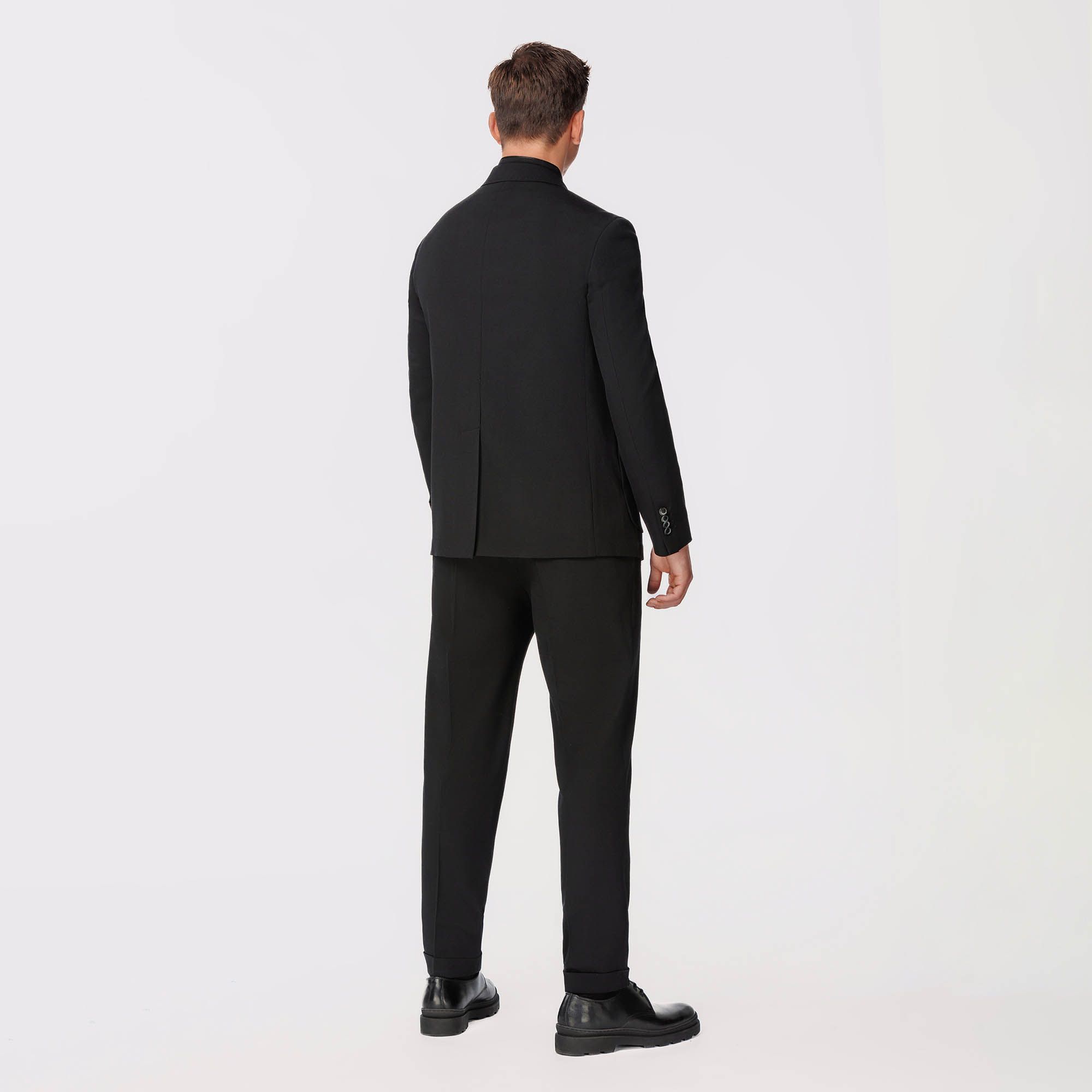 Giacca Nera Monopetto In Lana Stretch
