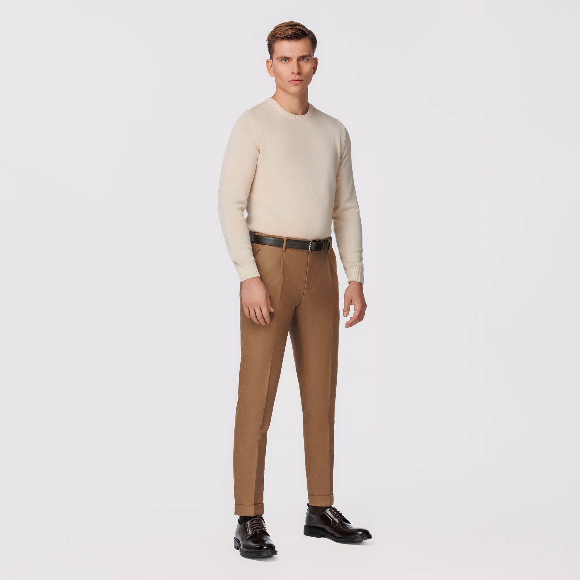 Maglione Uomo Girocollo Lana Bianco Panna