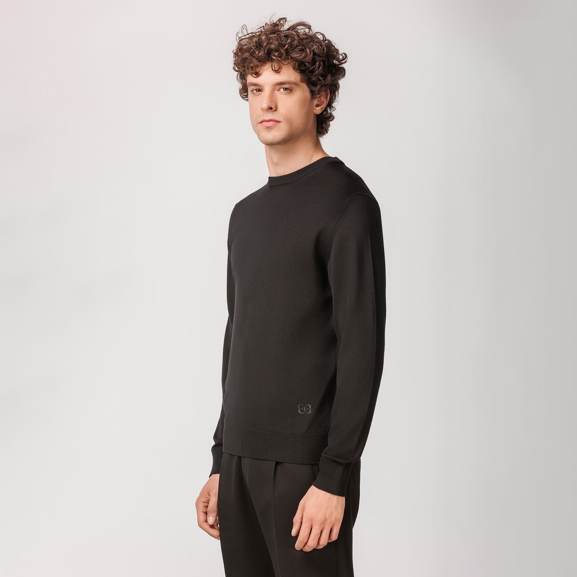 Maglione Nero in Lana Merino Extrafine