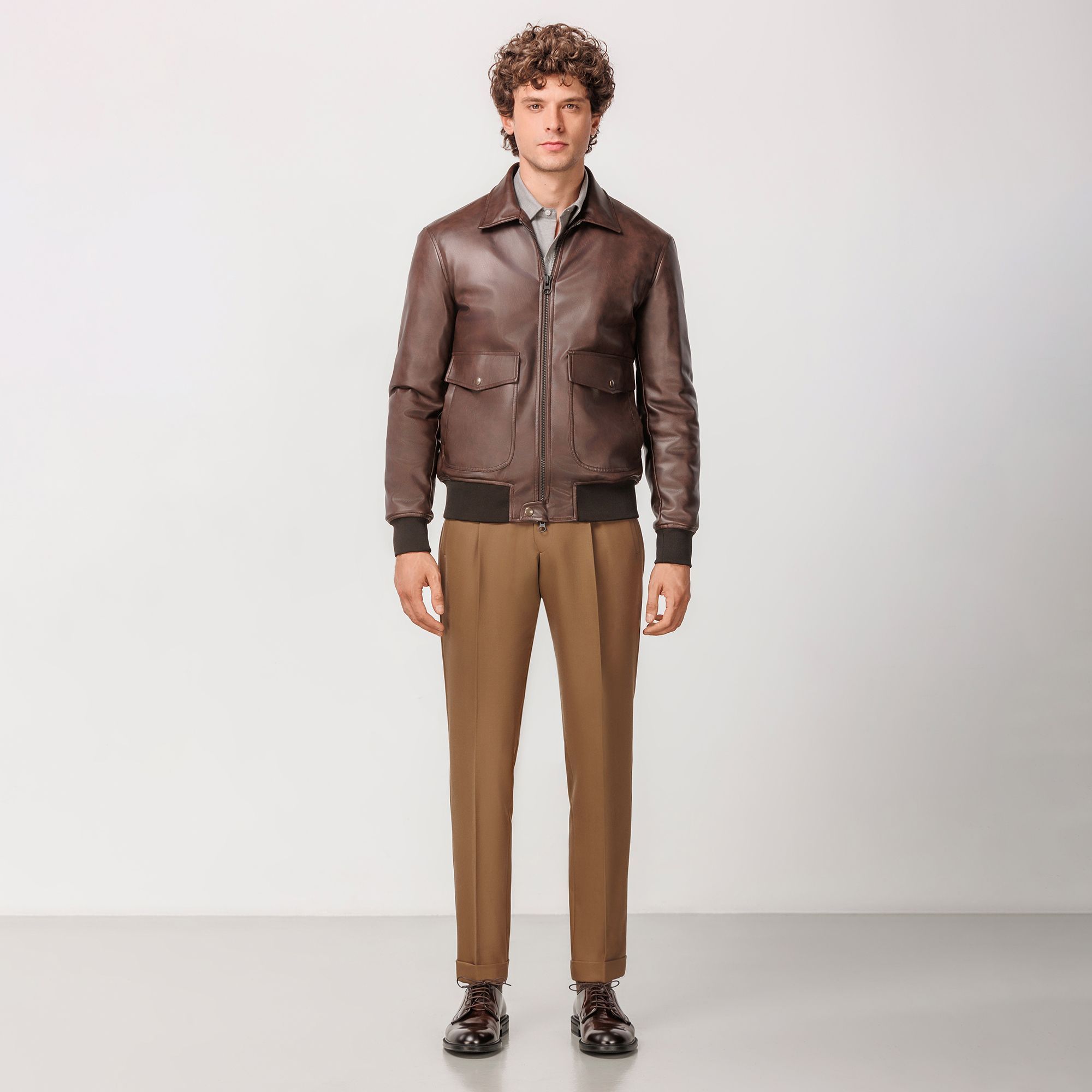 Giacca in Pelle Marrone Elio Evan