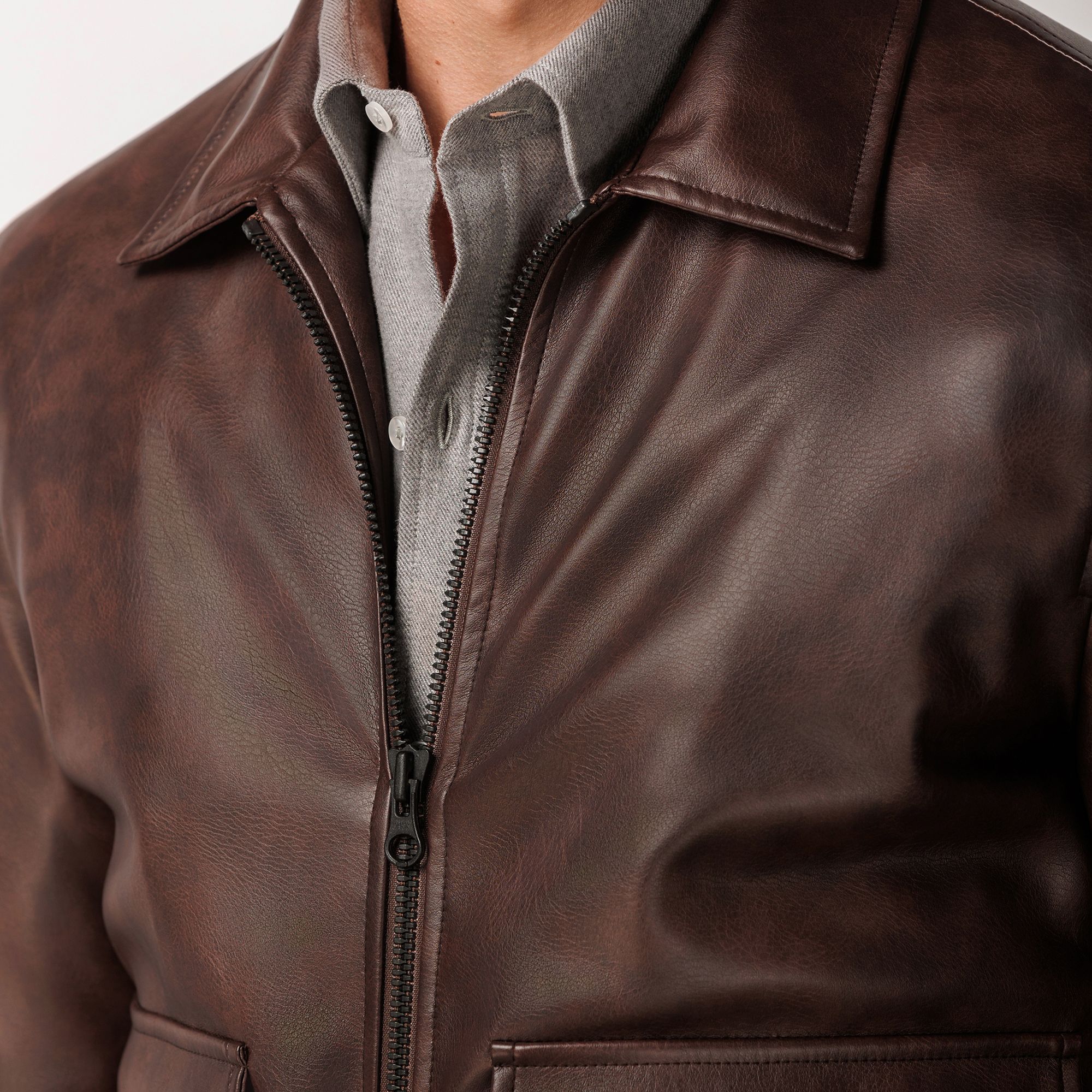 Giacca in Pelle Marrone Elio Evan