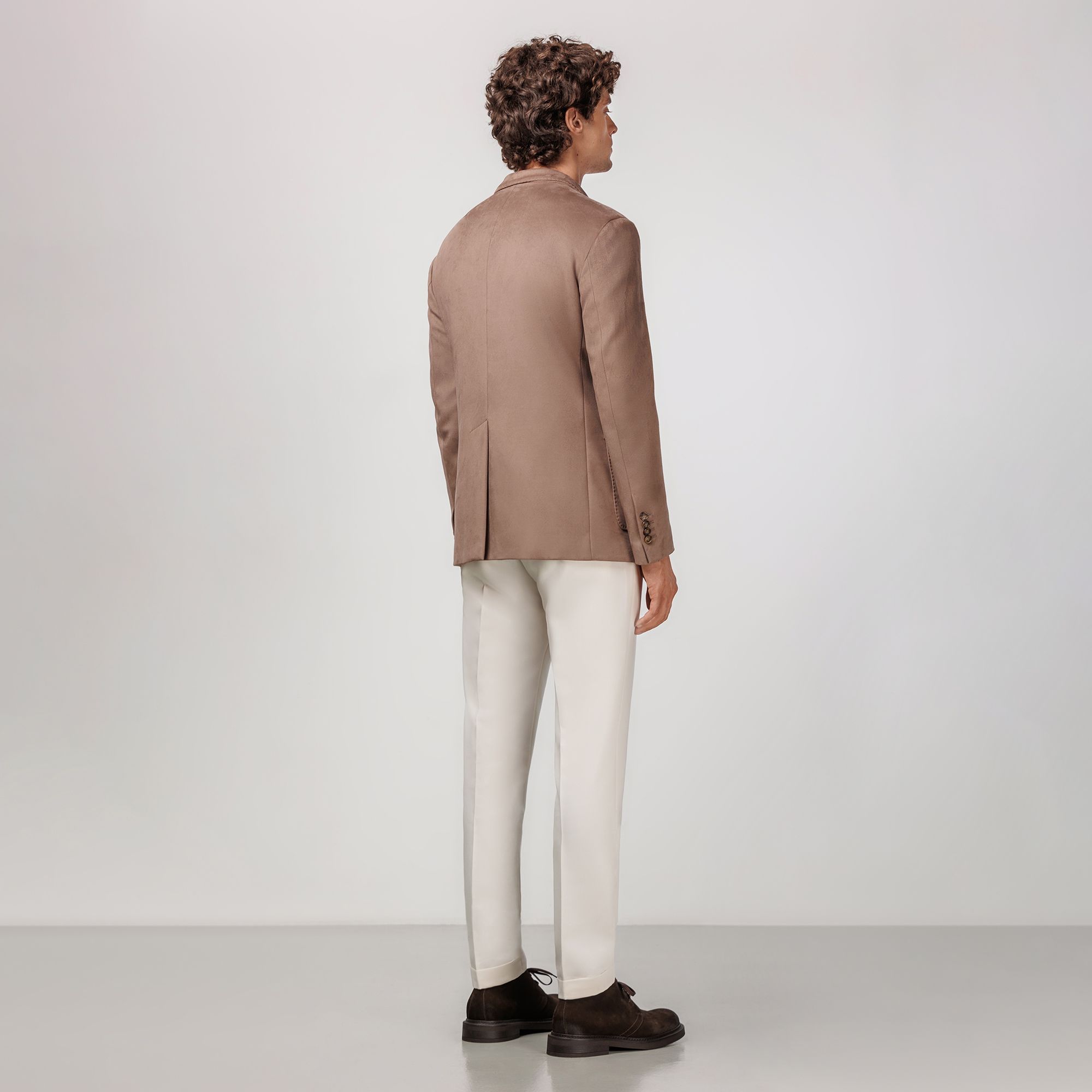 Blazer in Pelle Scamosciata Eco Tortora