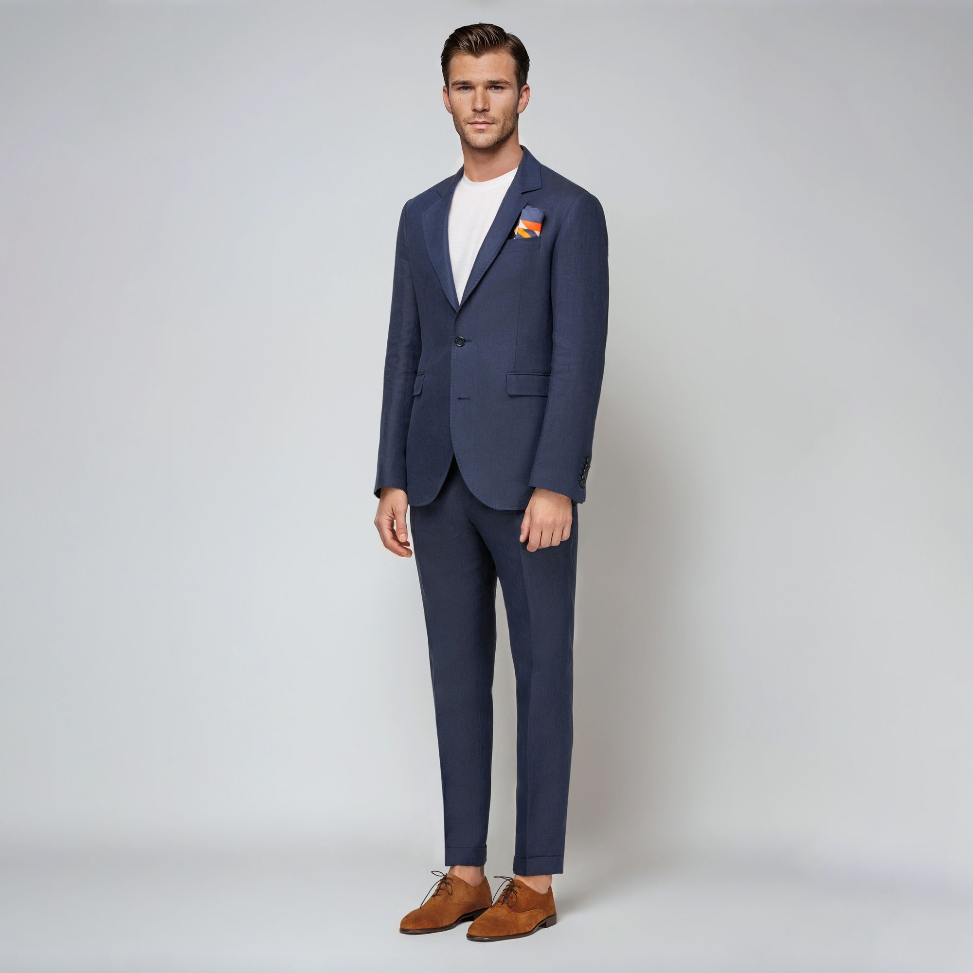 Completo Estivo Blu Navy in Lino
