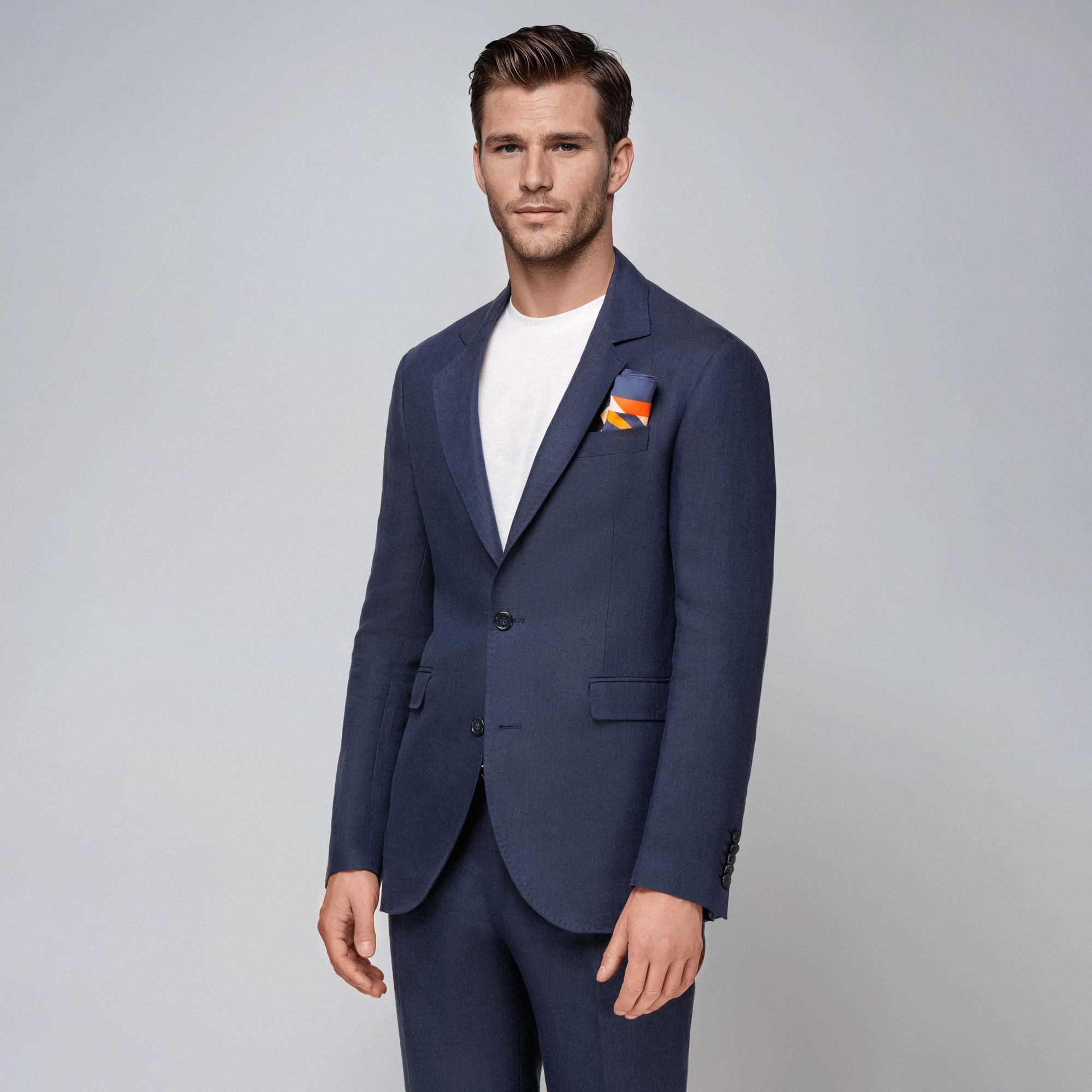 Blazer Uomo Lino Blu Navy