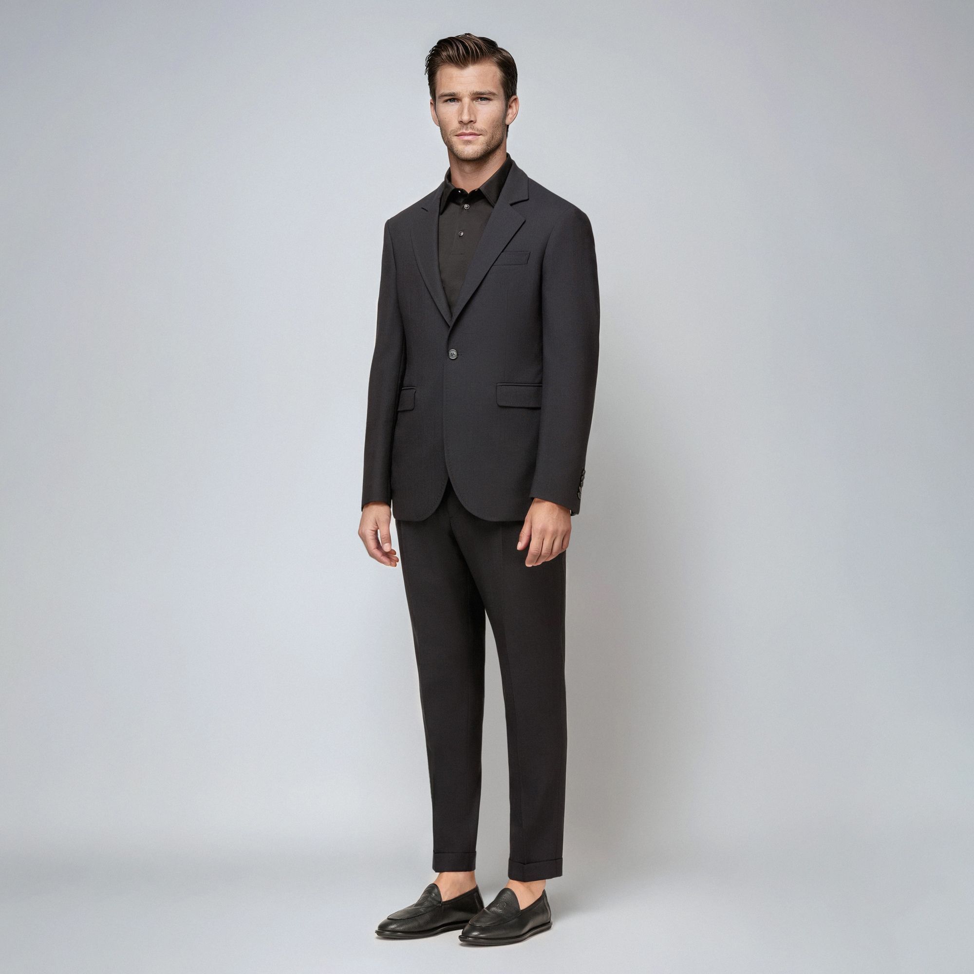 Completo Uomo Blu Notte Lana Crepe