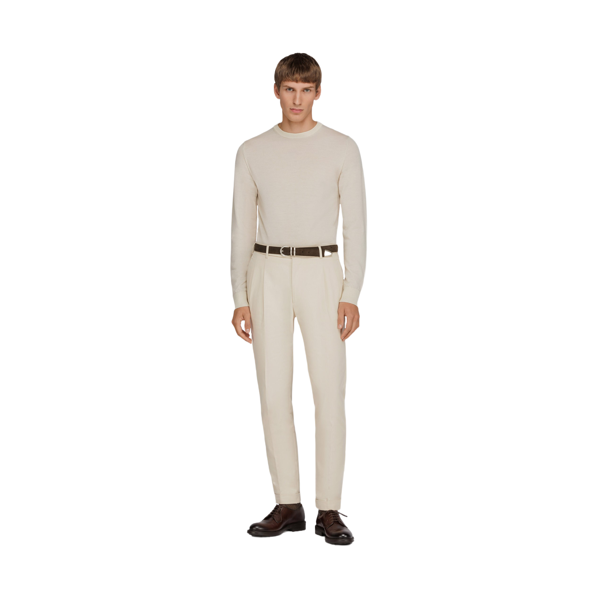 Pantalone a due pinces panna