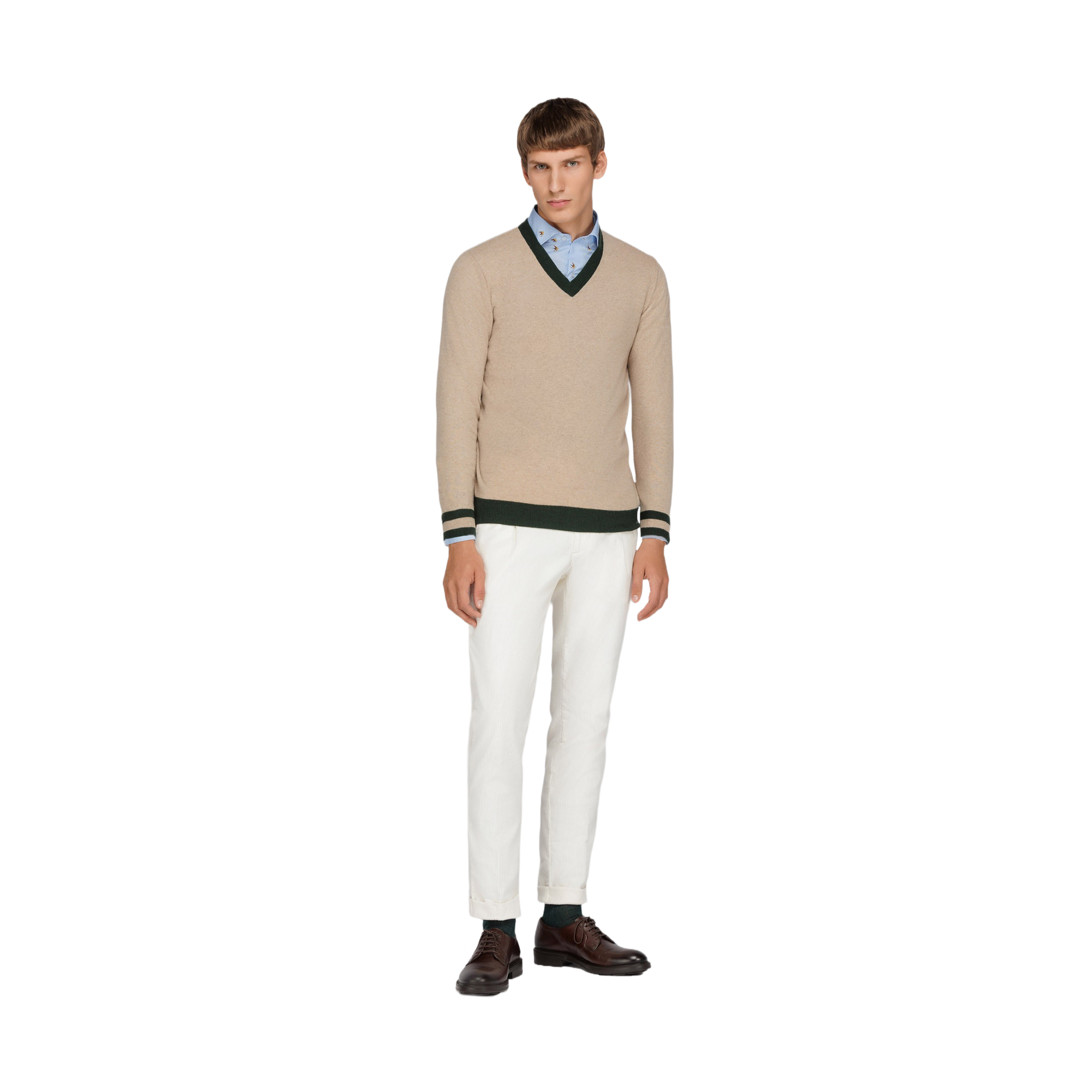 Maglione Scollo a V Marrone