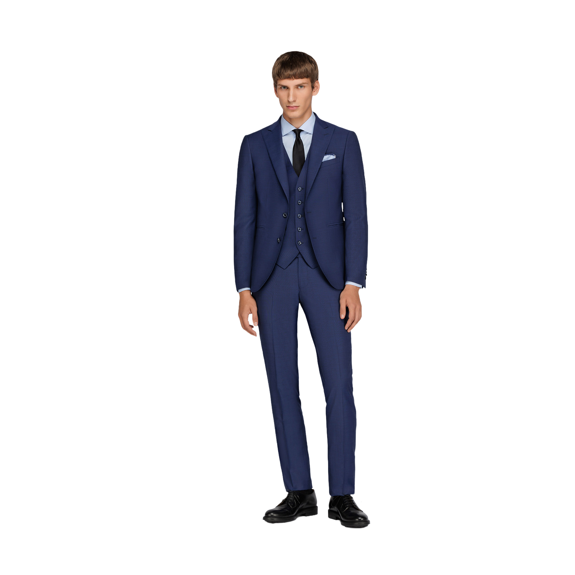 Abito blu chiaro uomo con gilet