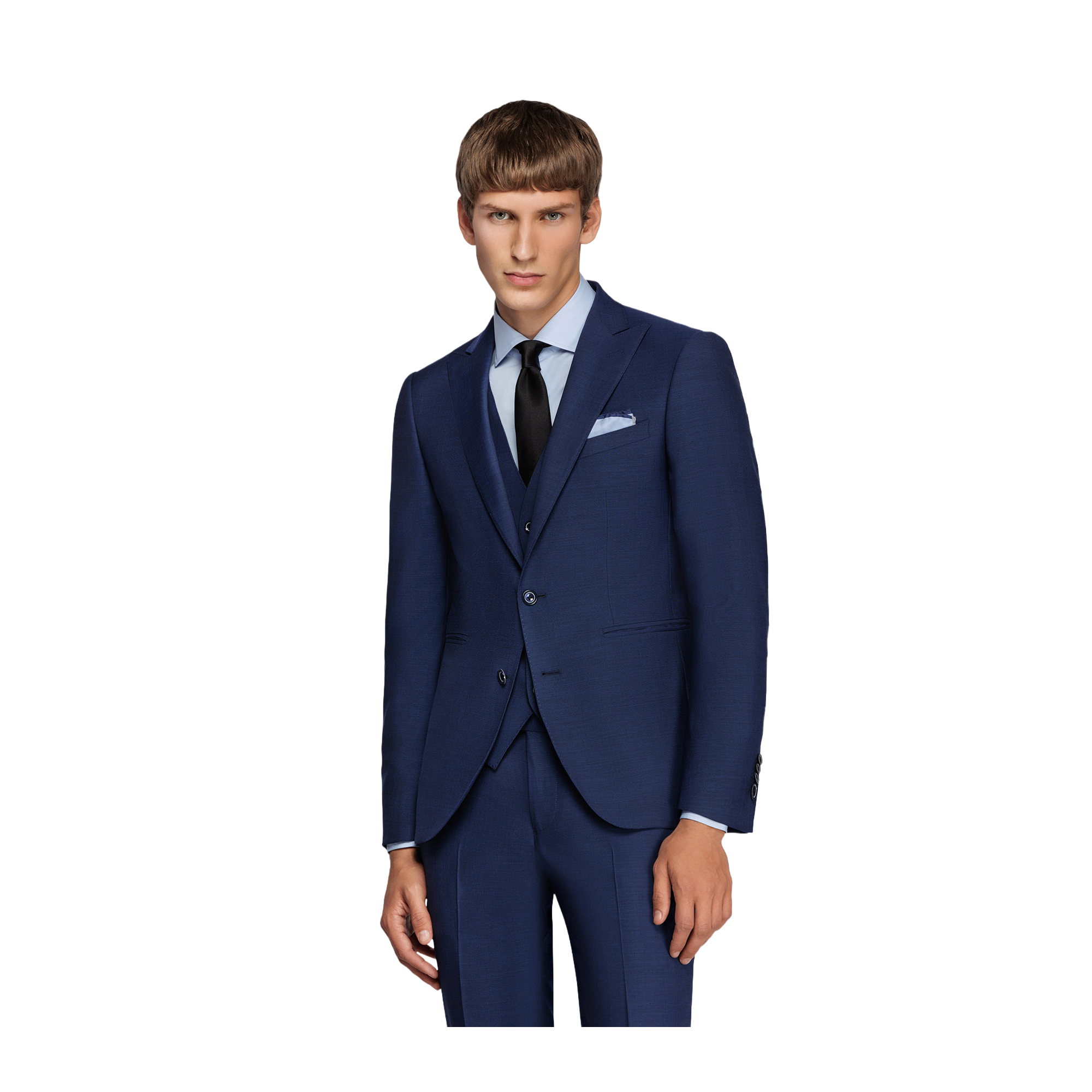 Abito blu chiaro con gilet