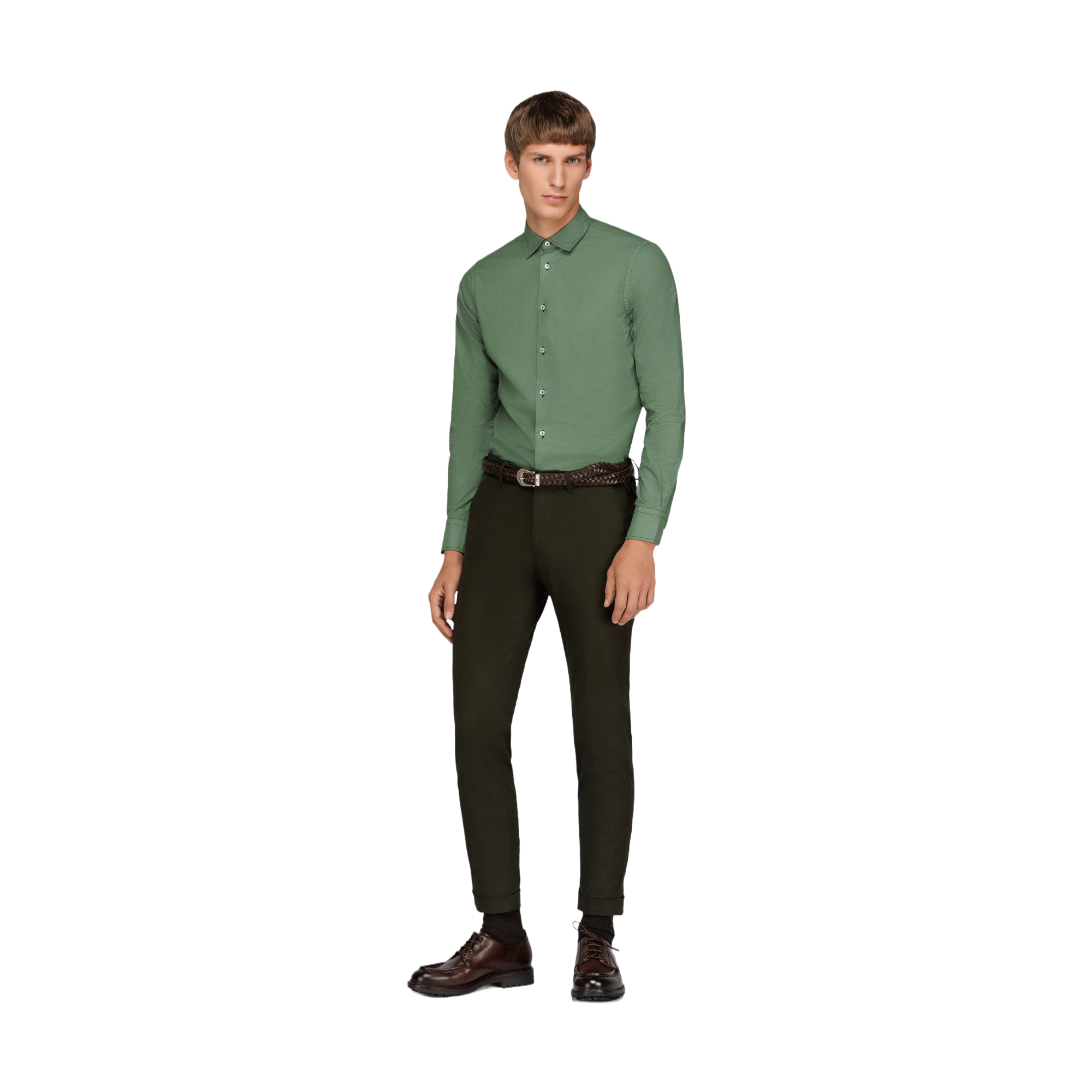 Pantalone chino verde elasticizzato
