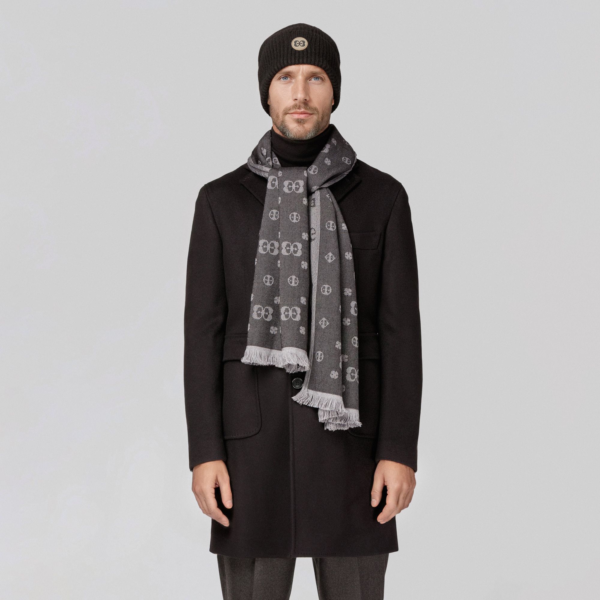 Cappotto Uomo Nero in Lana-Cashmere