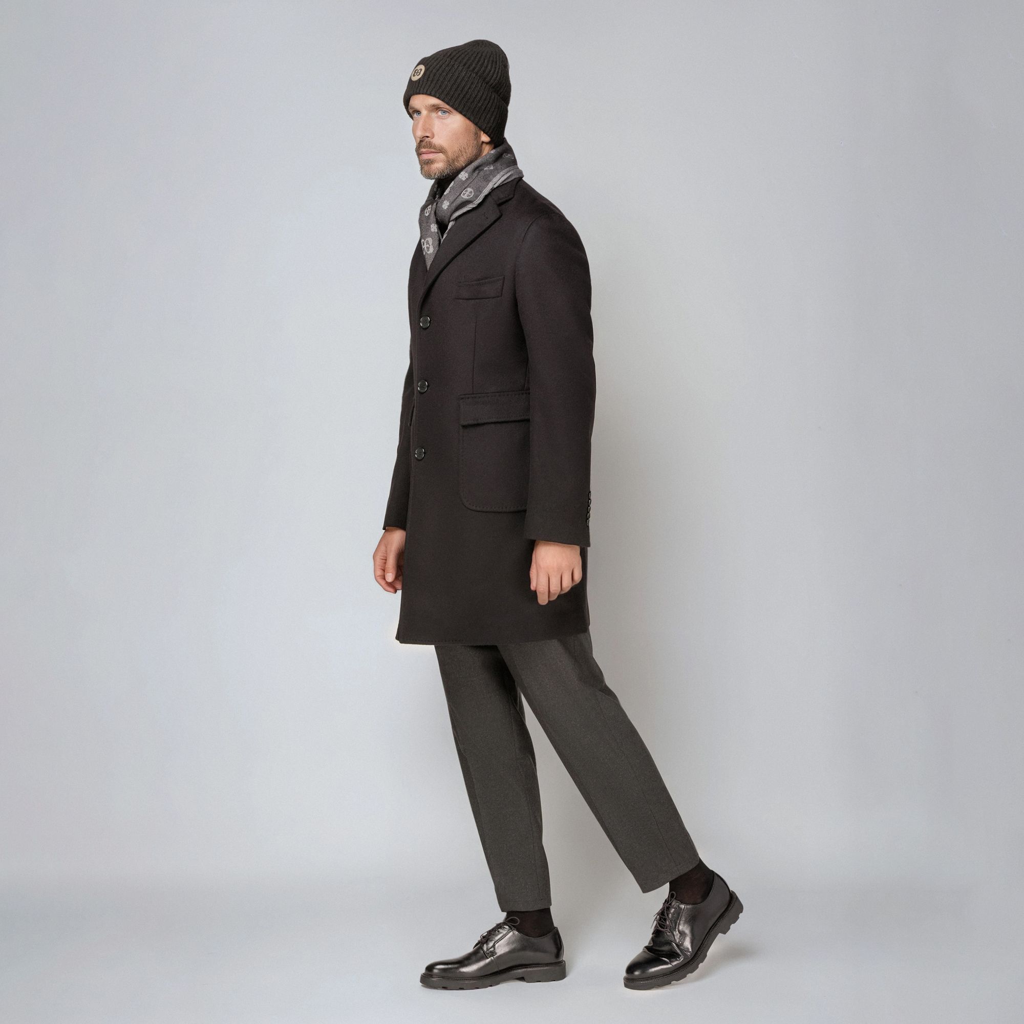 Cappotto Uomo Nero in Lana-Cashmere