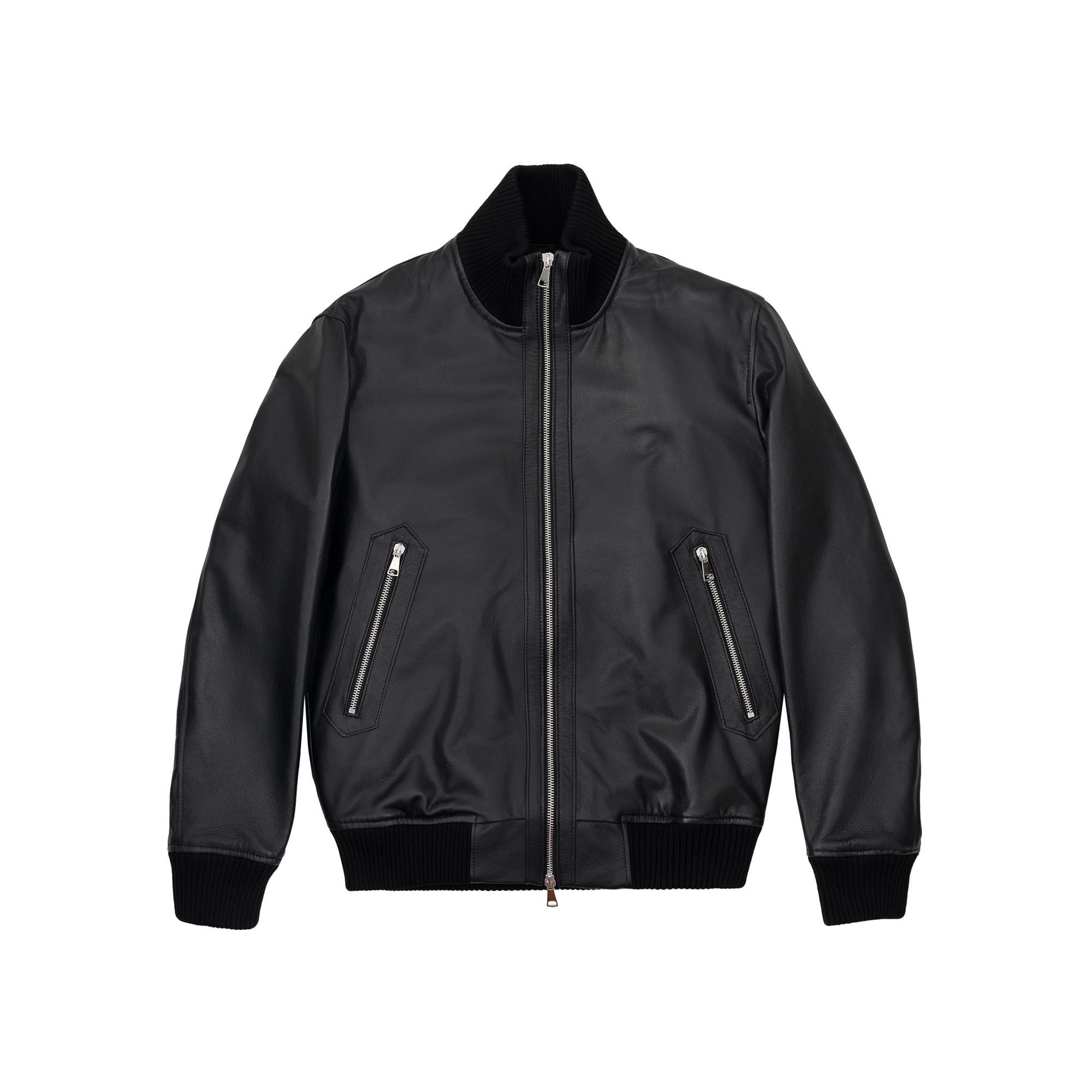 Giubbotto Bomber Uomo in Pelle Nera