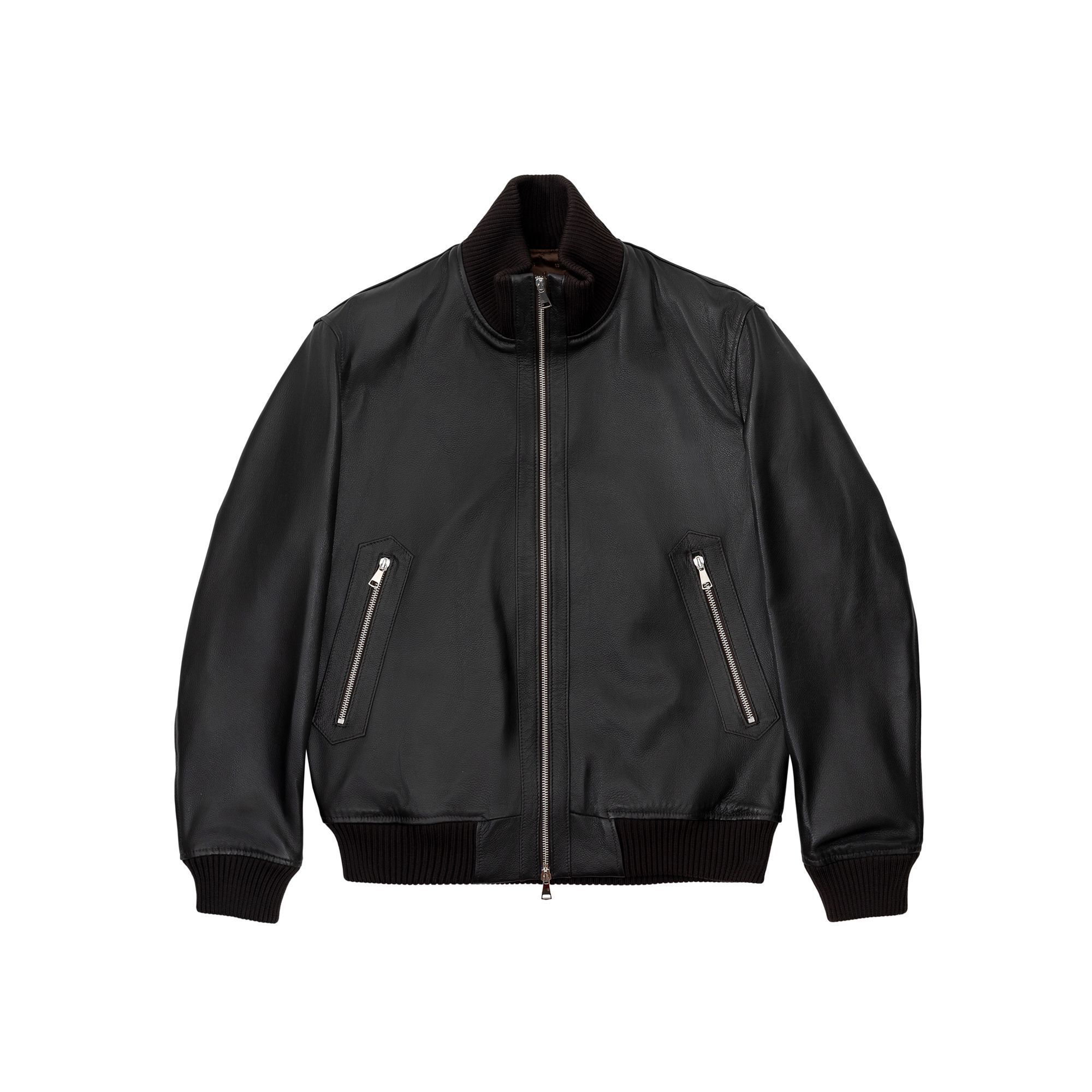 Giubbotto Bomber Uomo in Pelle Marrone Testa di Moro