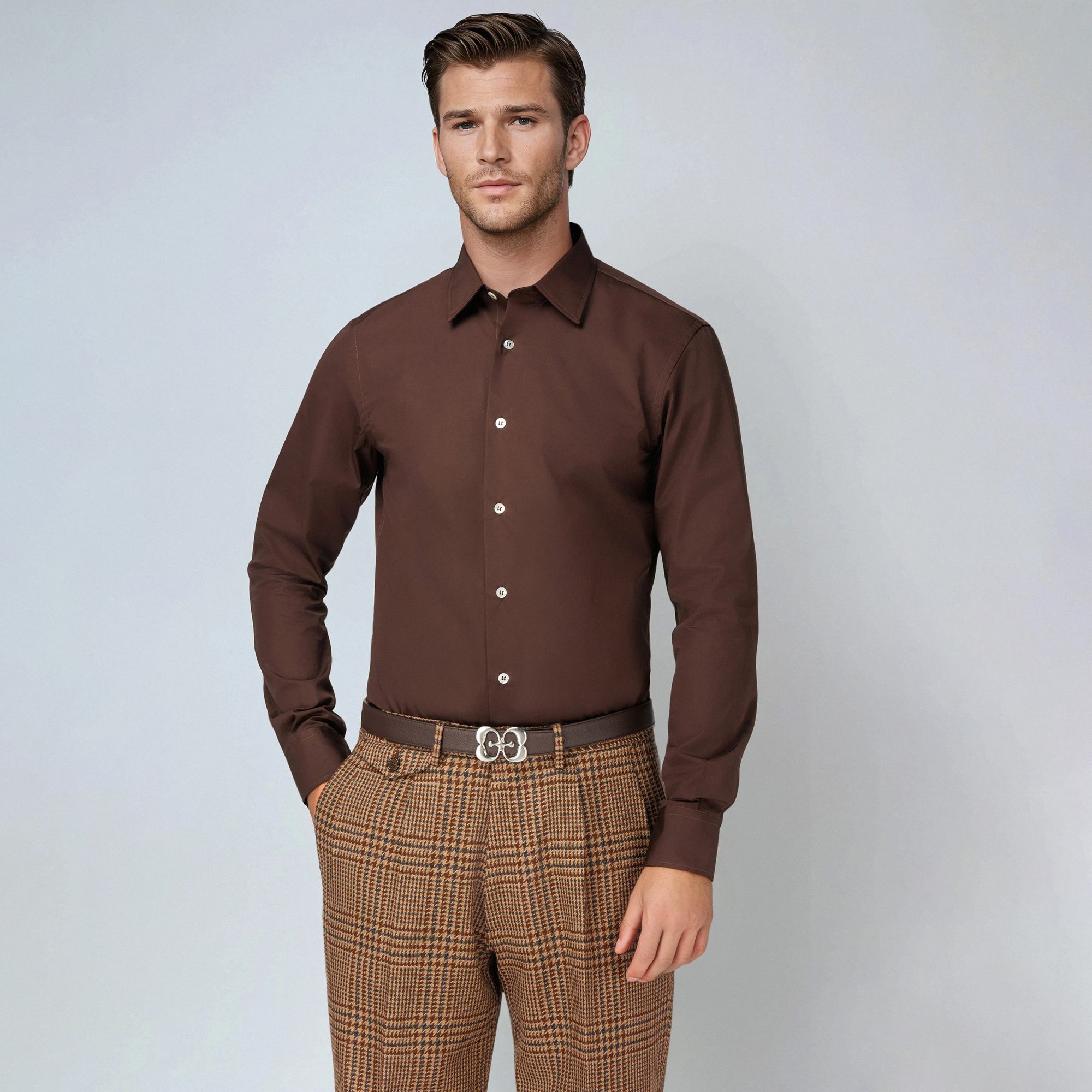 Camicia Uomo Marrone